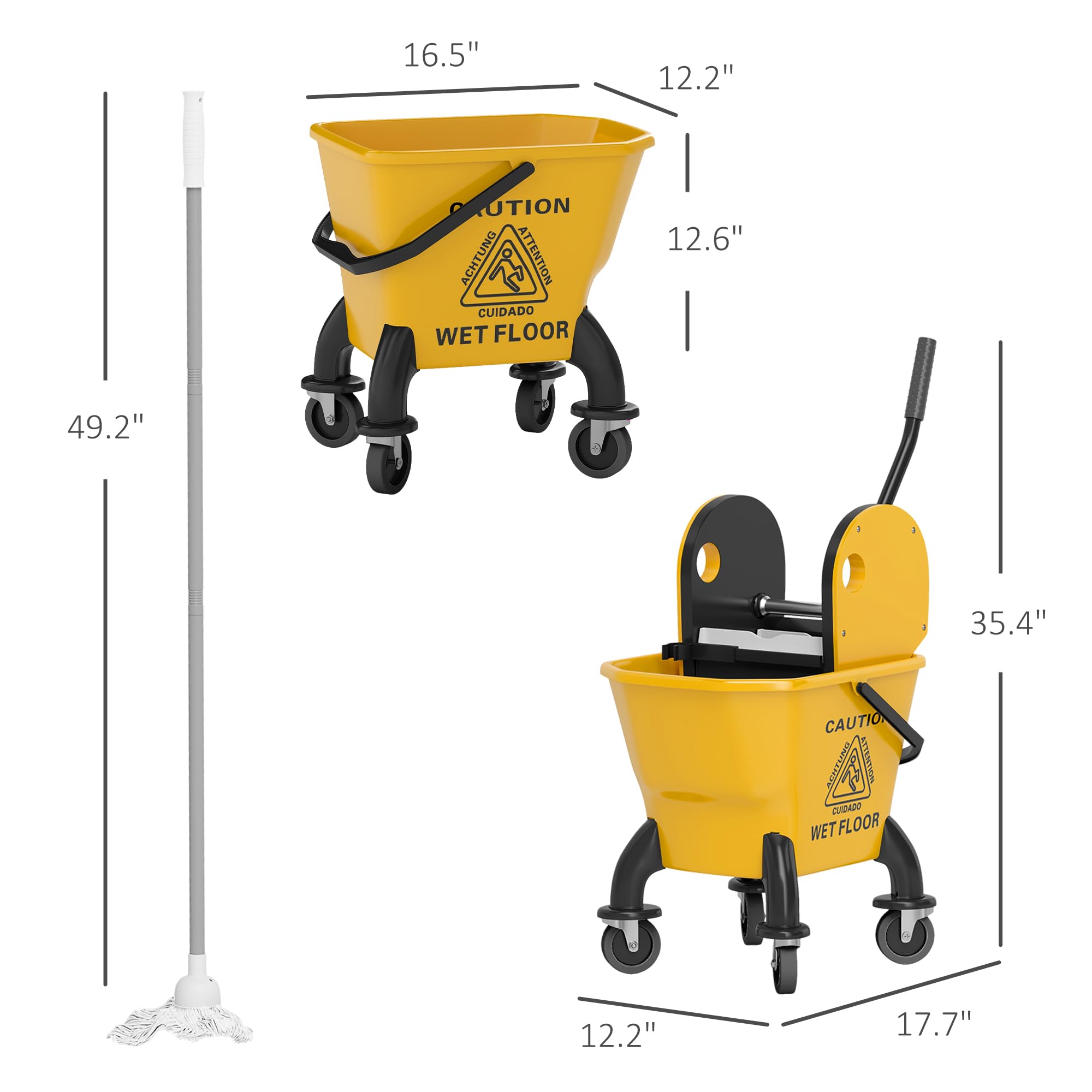 Mop Bucket with Wringer on Wheels