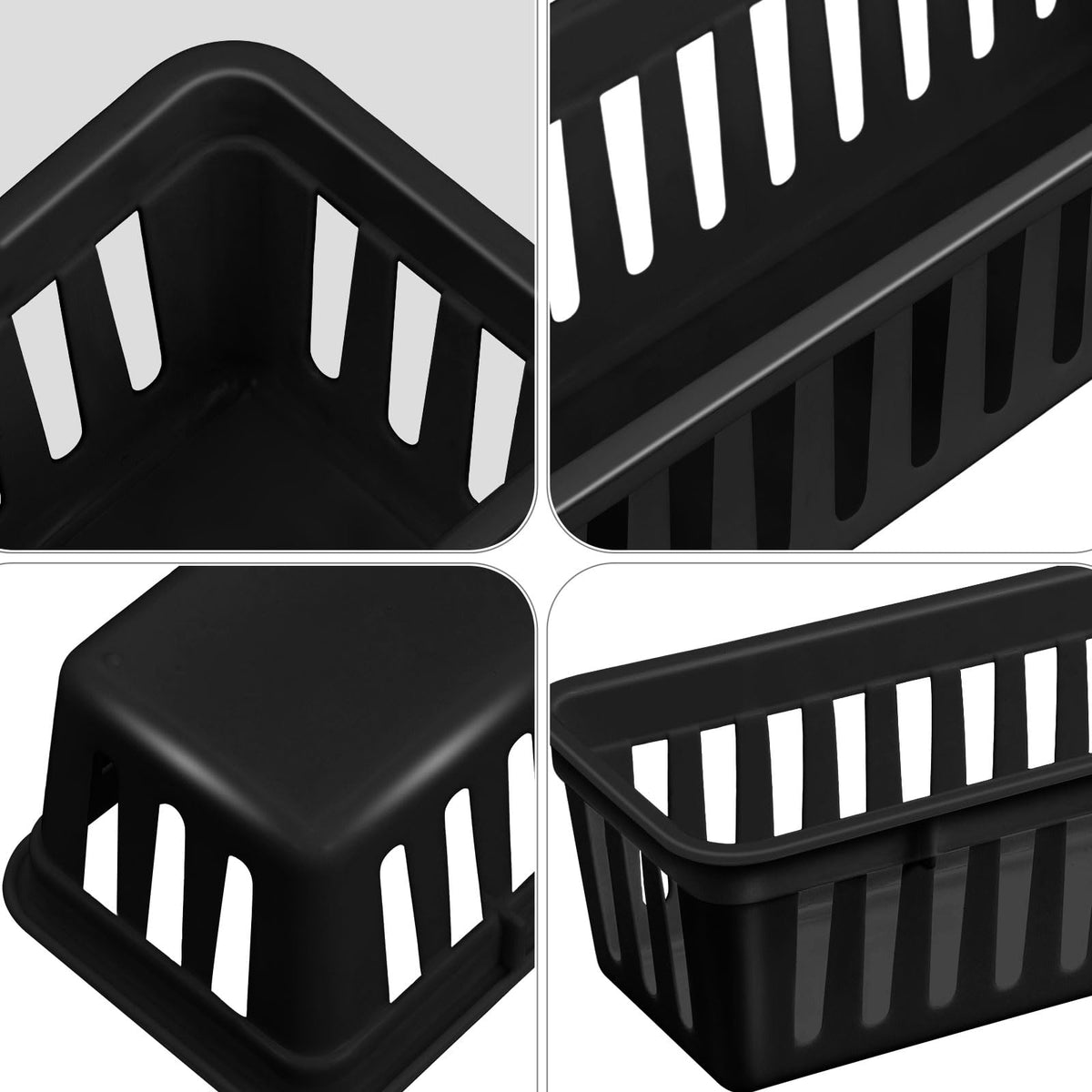 12 Pack Slim Plastic Storage Baskets Tray for Organizing 10.25x3.25x2.5 Inch Small Narrow Storage Bins Stackable Drawer Pencil Trays Holder for Desk Garage Cabinet Container (12 Count)