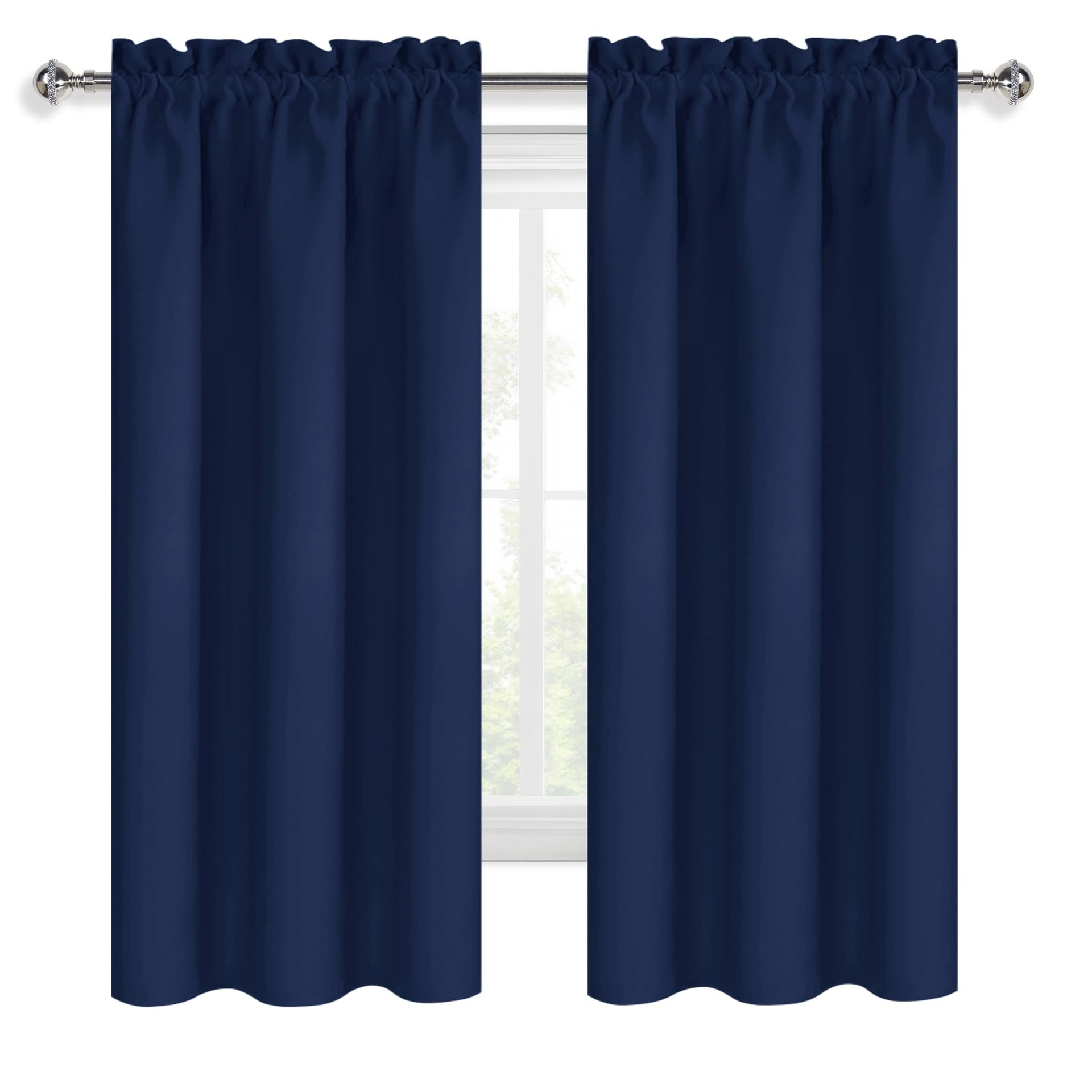 Blackout Curtains for Bedroom 38 x 54 Inch Long Navy Blue 2 Panels (2 Count)
