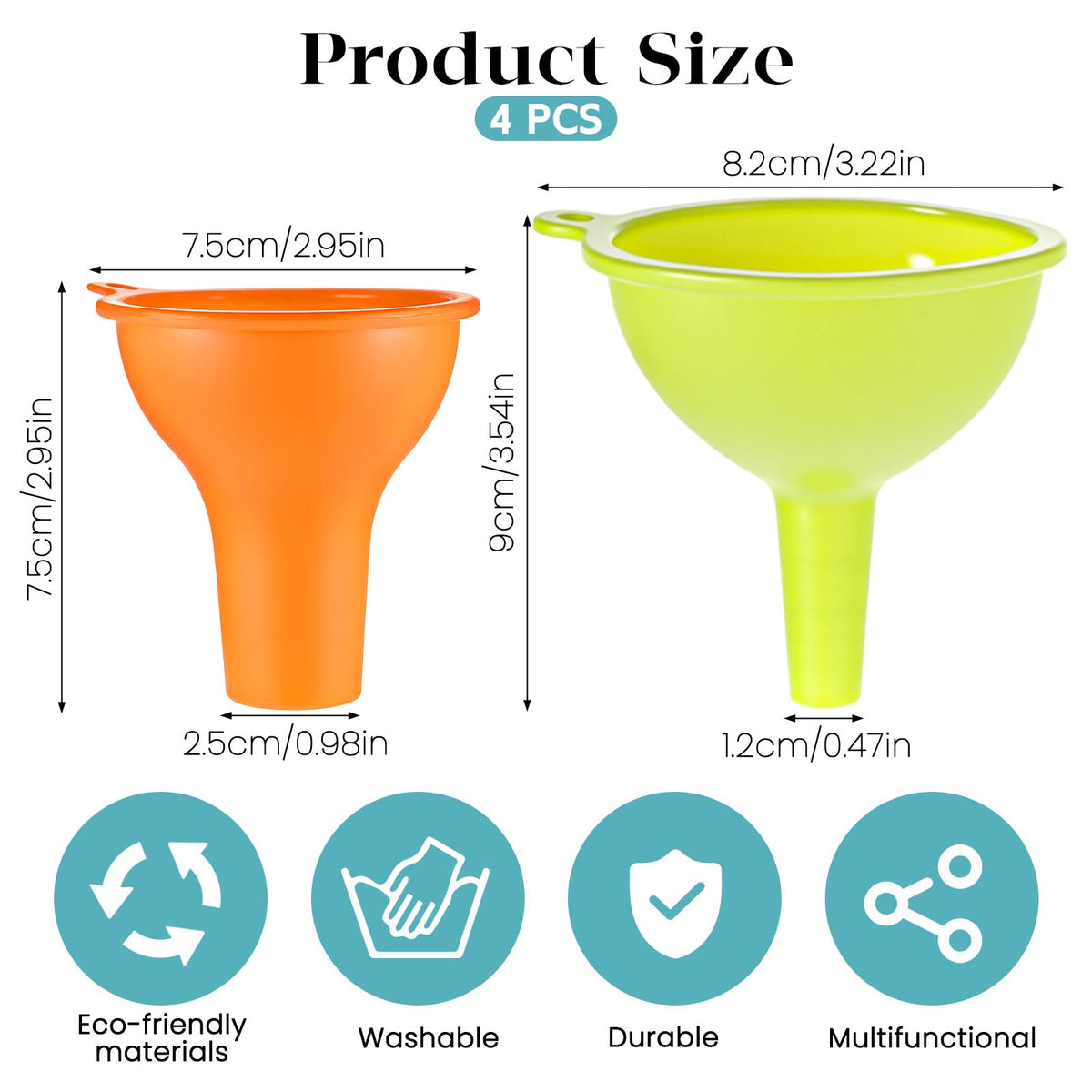 4 Pack Kitchen Silicone Funnel (4 Count)