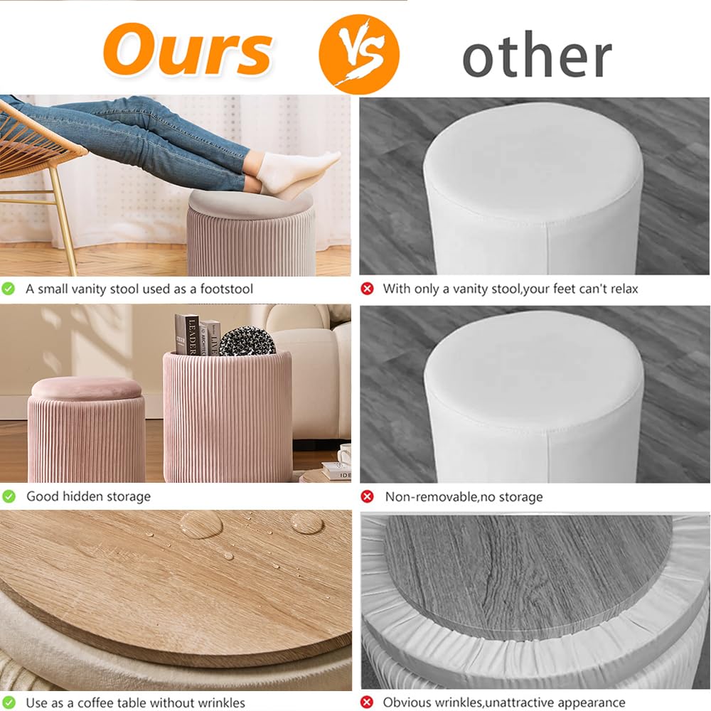 Set of 2 Round Storage Ottoman