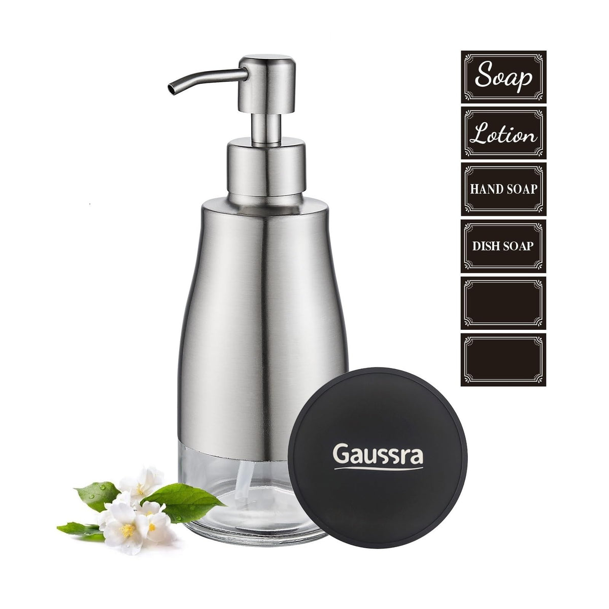 Soap Dispenser with Coaster and Stickers