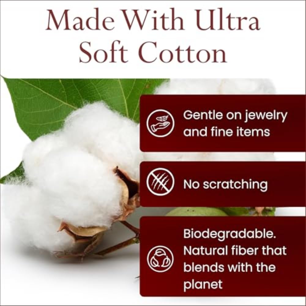 Pro Size Polishing Cloth Set of 2 Large Cleaning Cloths Pure Cotton Made in USA for Gold Silver and Platinum Jewelry Coins Watch (2 Count)