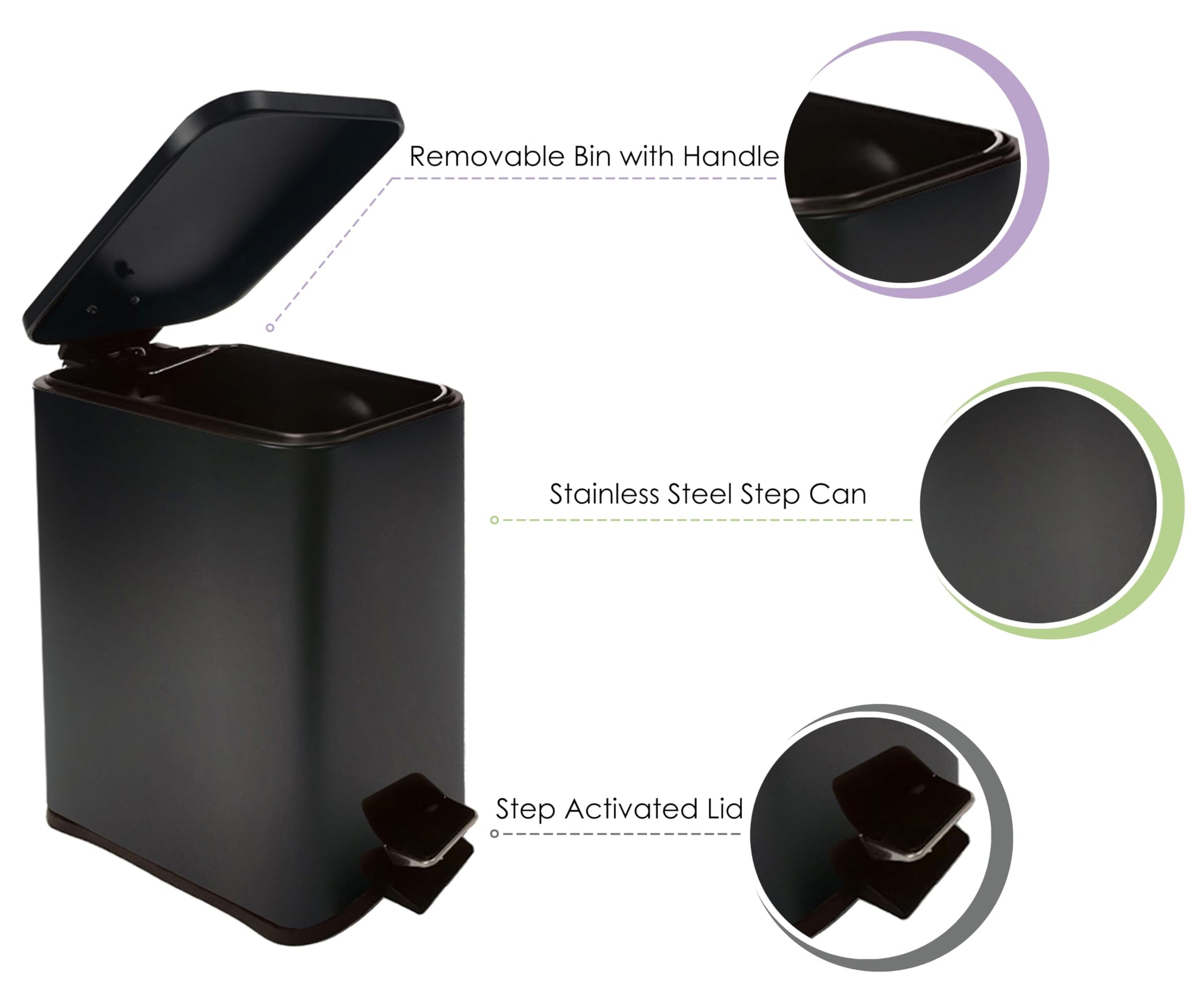 Stainless Steel Small Trash Can with Lid & Step Pedal