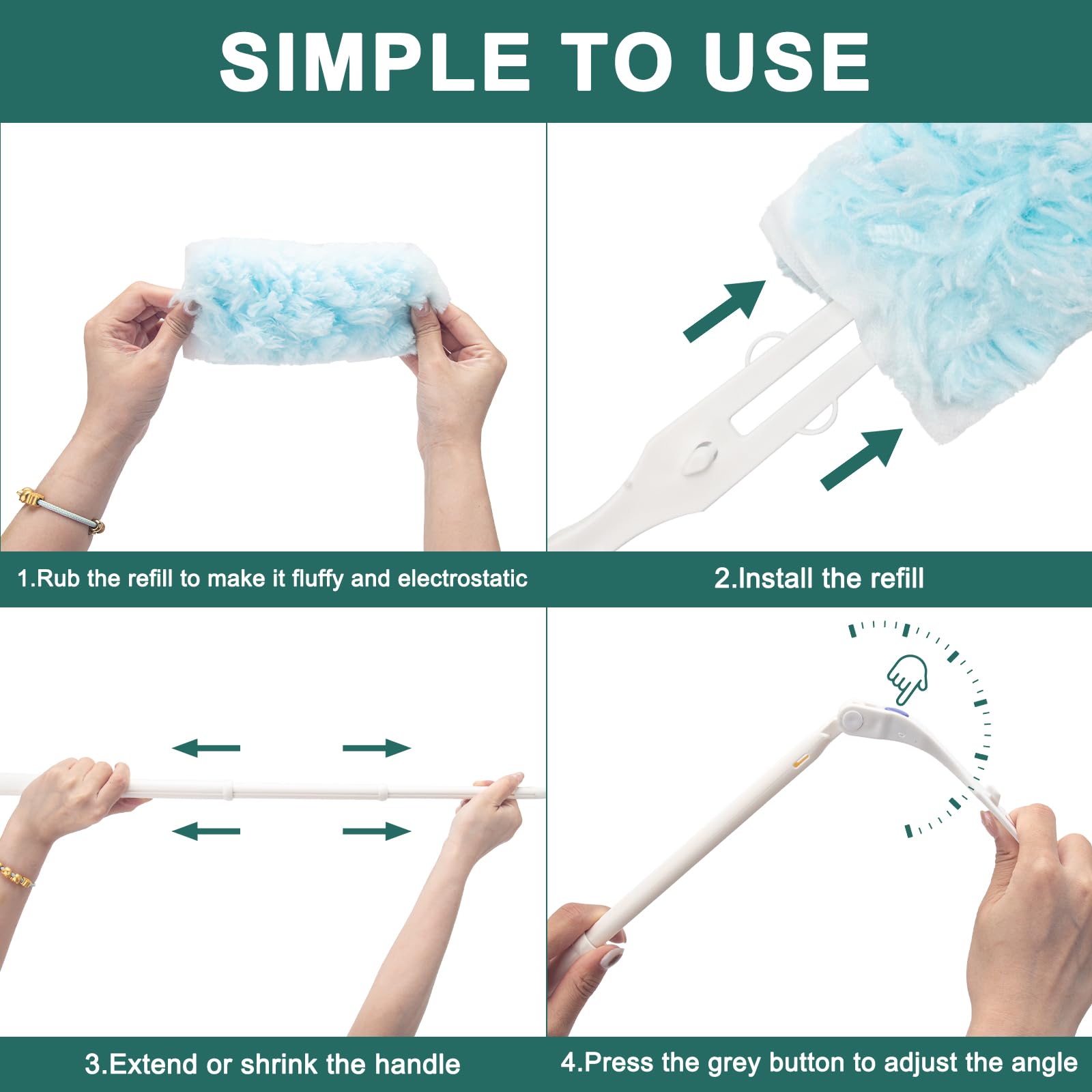Heavy Duty Duster Handle Replacement Compatible with Swiffer Duster