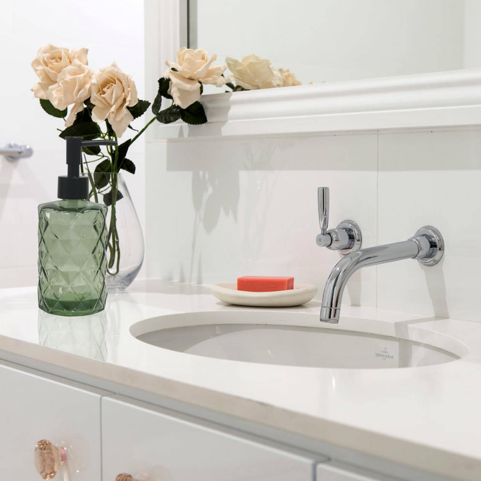 Green Glass Soap Dispenser