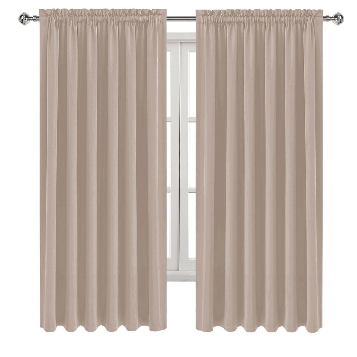 Wide Blackout Curtains for Bedroom Living Room 70 x 63 Inch Long Camel (2 Count)