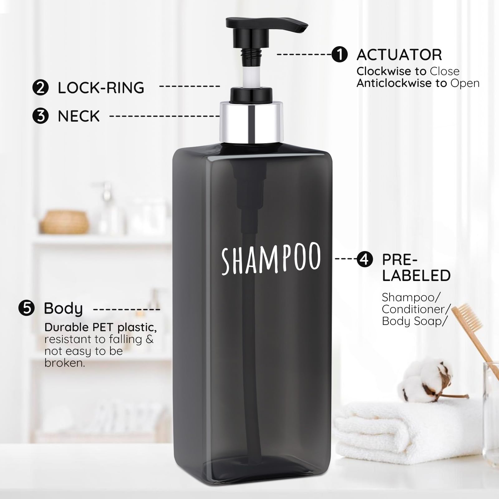 16.9oz Empty Black Hand Soap Dispensers