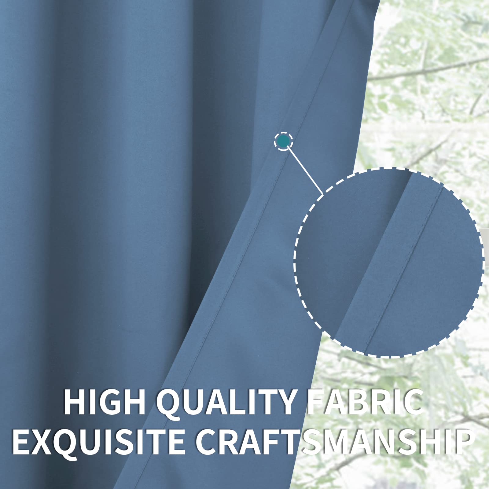 Denim Blue Blackout Curtains 40 Inches Length for Bedroom Kitchen Window (2 Count)