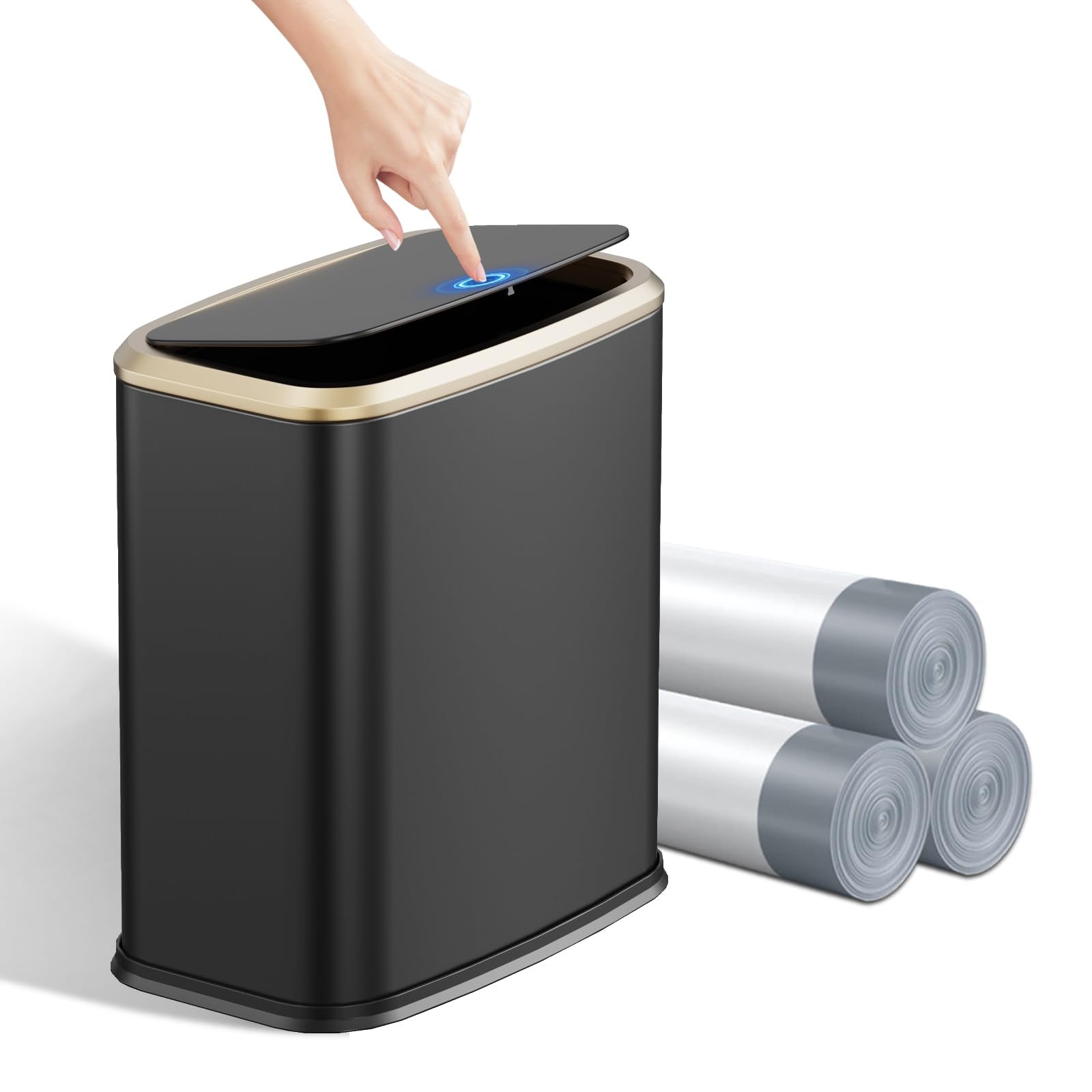 2.1 Gallon Bathroom Trash Can with Lid Press Top