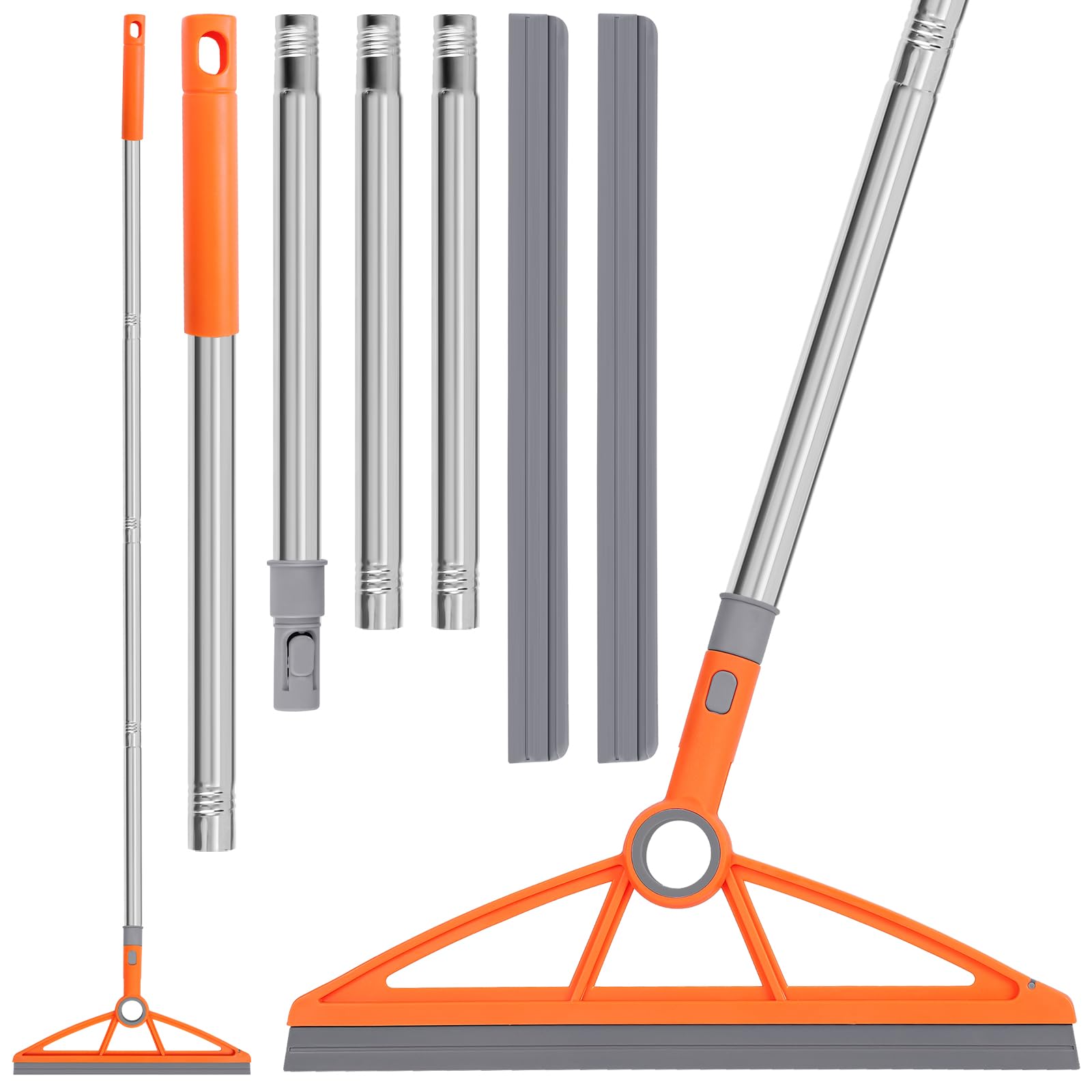 2-in-1 Air Broom, Silicone Rubber Broom with 54" Handle & 2 Strips