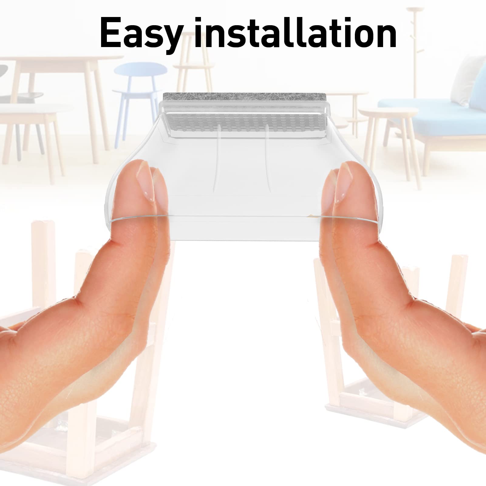 0.75" x 1.5" Rectangle Chair Leg Protectors for Hardwood Floors (24 Count)