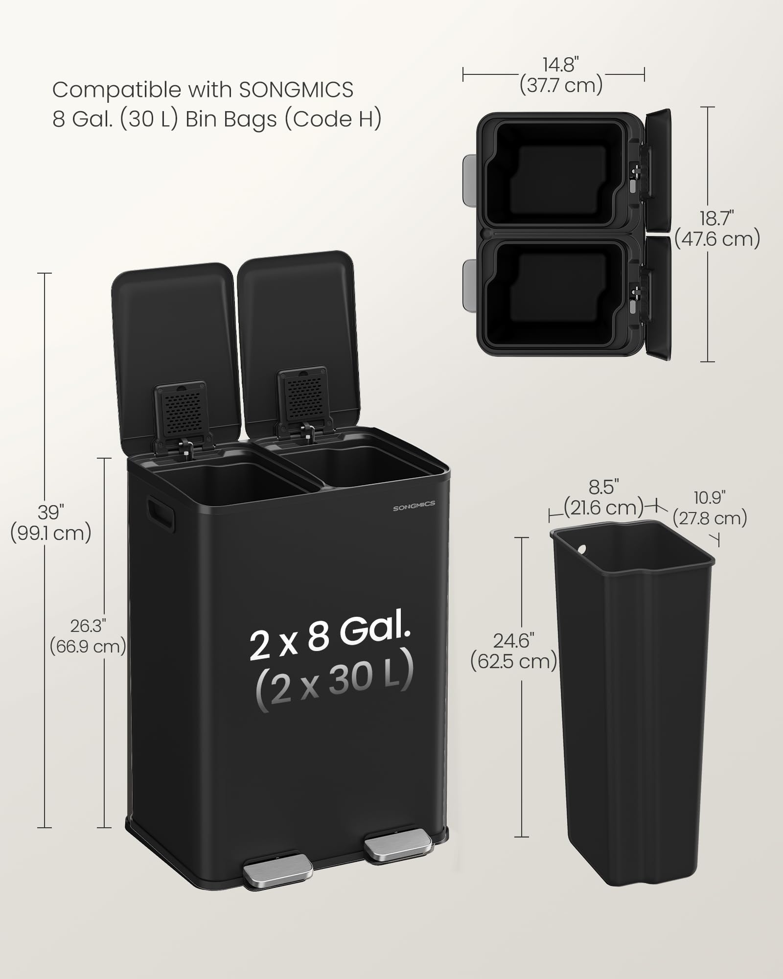 Trash Can 2 x 8 Gallon