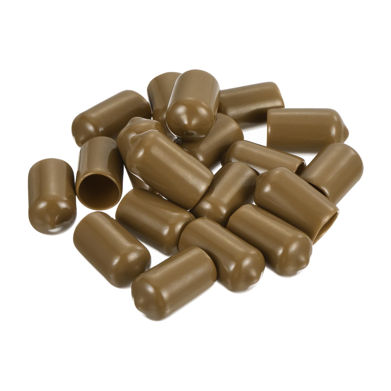 20pcs Rubber End Caps 11.5mm ID Vinyl PVC Round Tube Bolt Cap Cover Screw Thread Protectors Light Brown