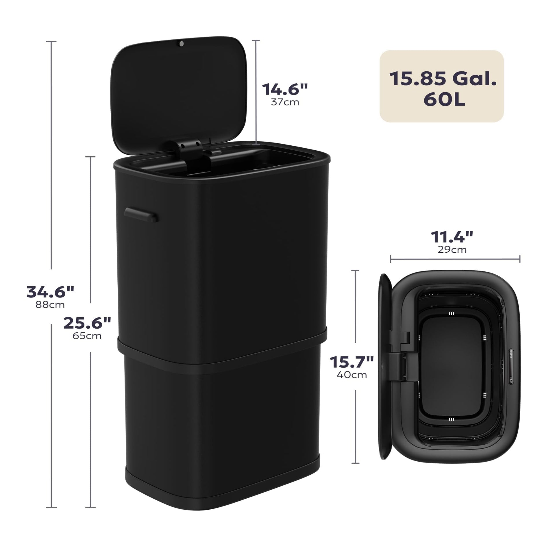 16 Gallon 60L Kitchen Trash Can