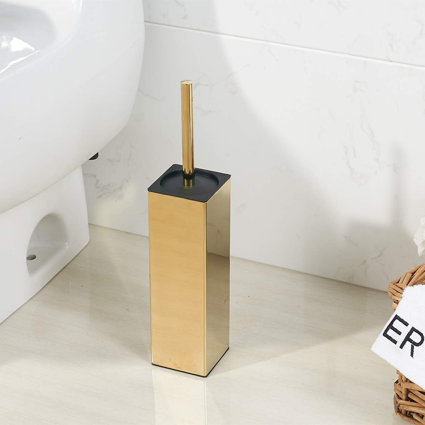 Freestanding Solid Stianless Steel 304 Toilet Bowl Brush and Holder for Bathroom Storage and Organization