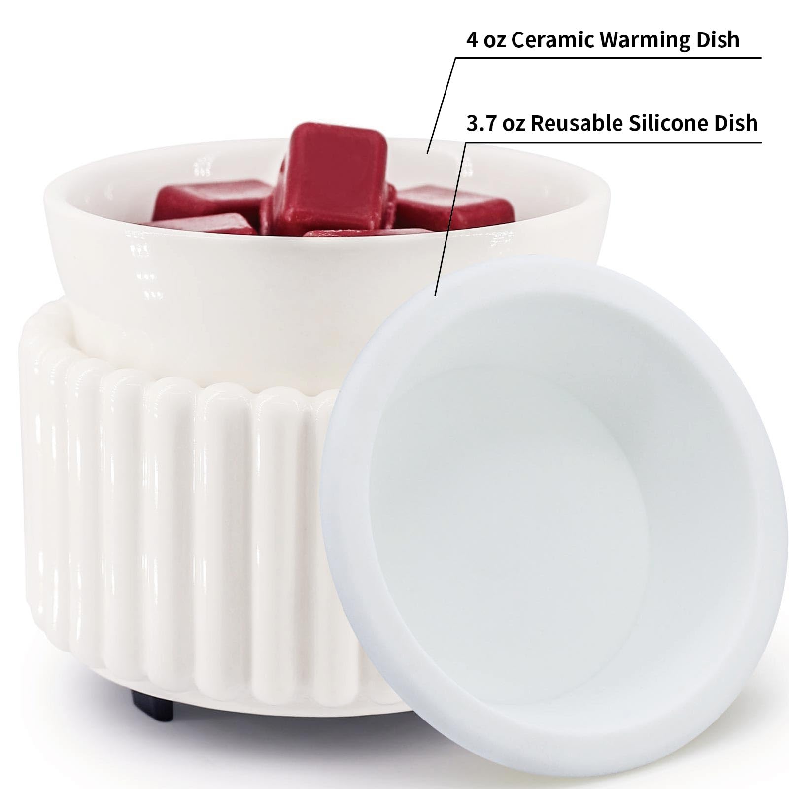 Ceramic Wax Melt Warmer with 1 pc Silicone Dish Candle Warmer for Scented Wax Electric Fragrance Burner for Home