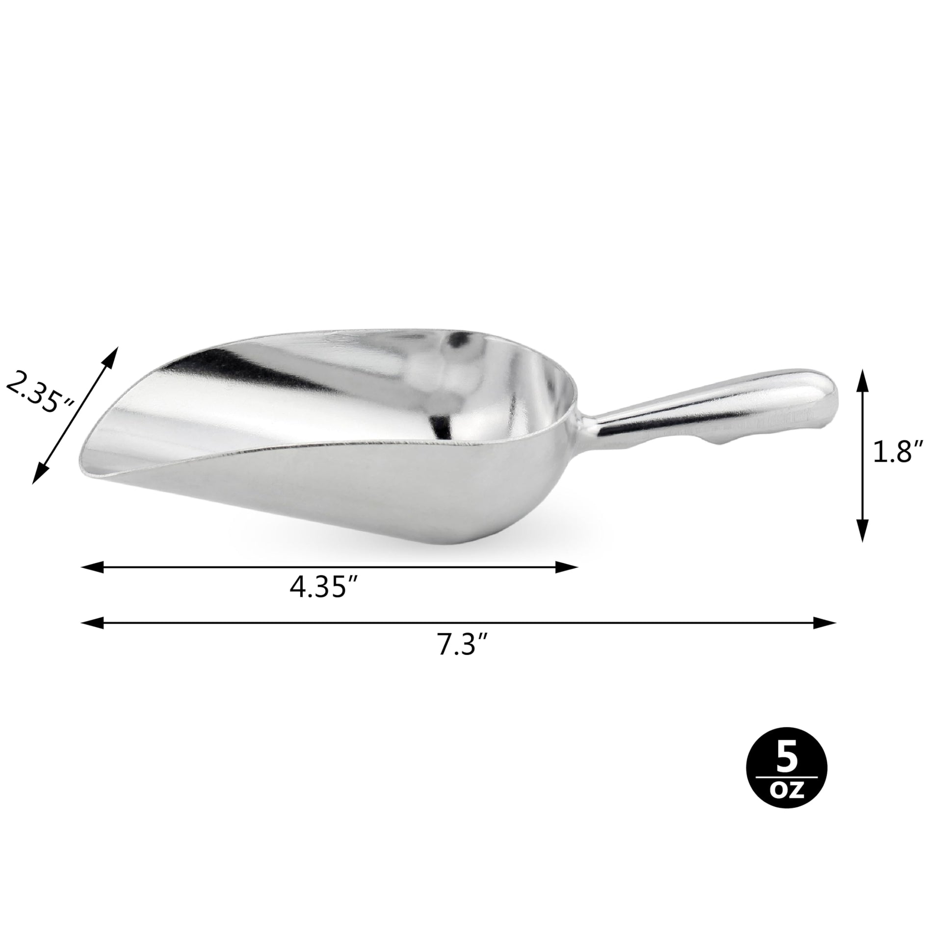 34509 One Piece Cast Aluminum Round Bottom Bar Ice Flour Utility Scoop