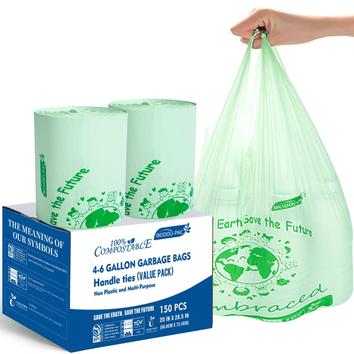4 6 Gallon Compostable Trash Bags (150 Count)