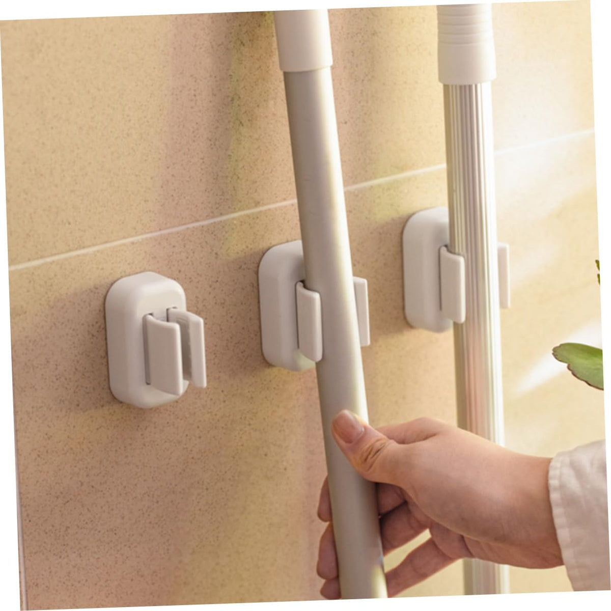 Broom Mop Holder Wall Mount Adhesive Broom Organizer Multi