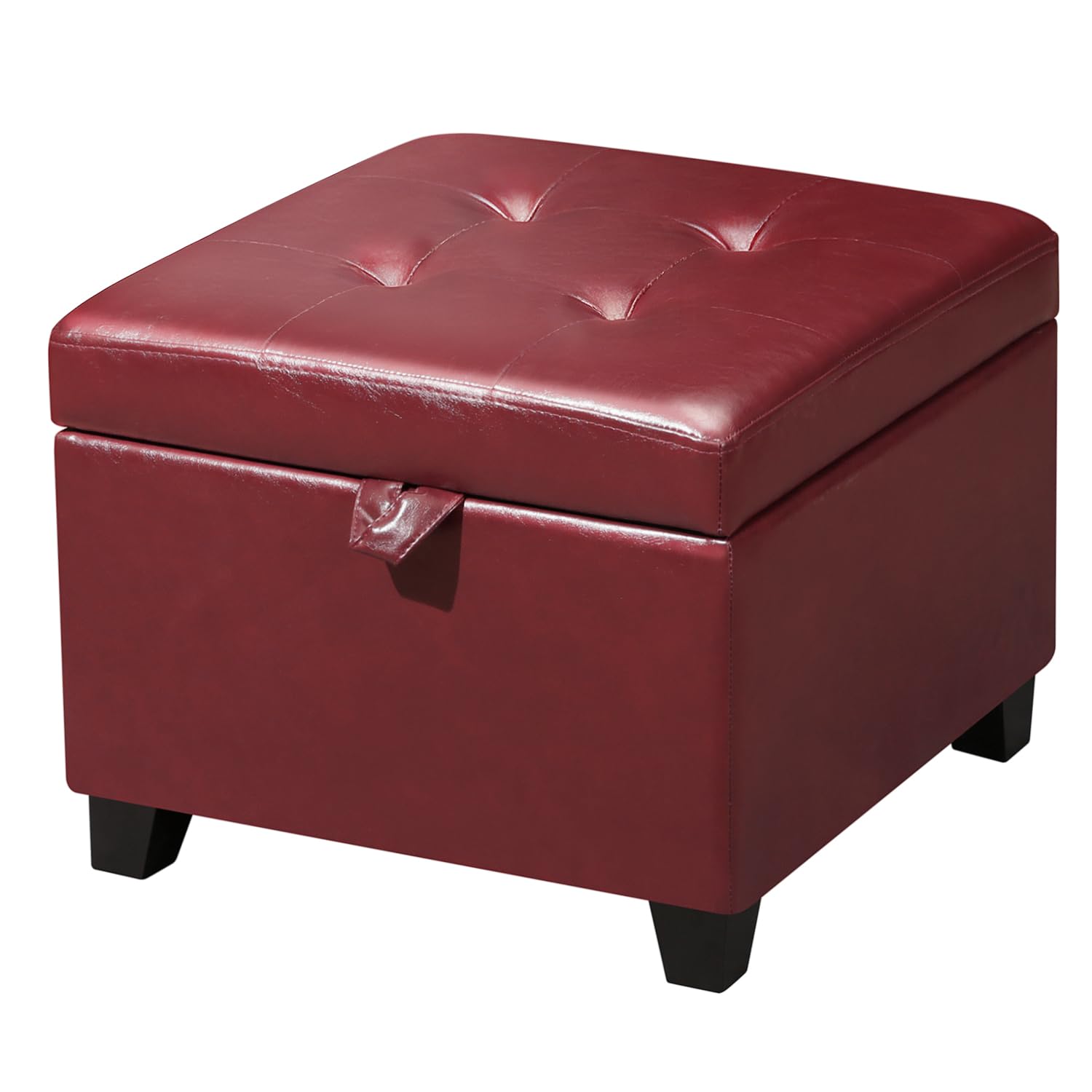 Faux Leather Storage Ottoman