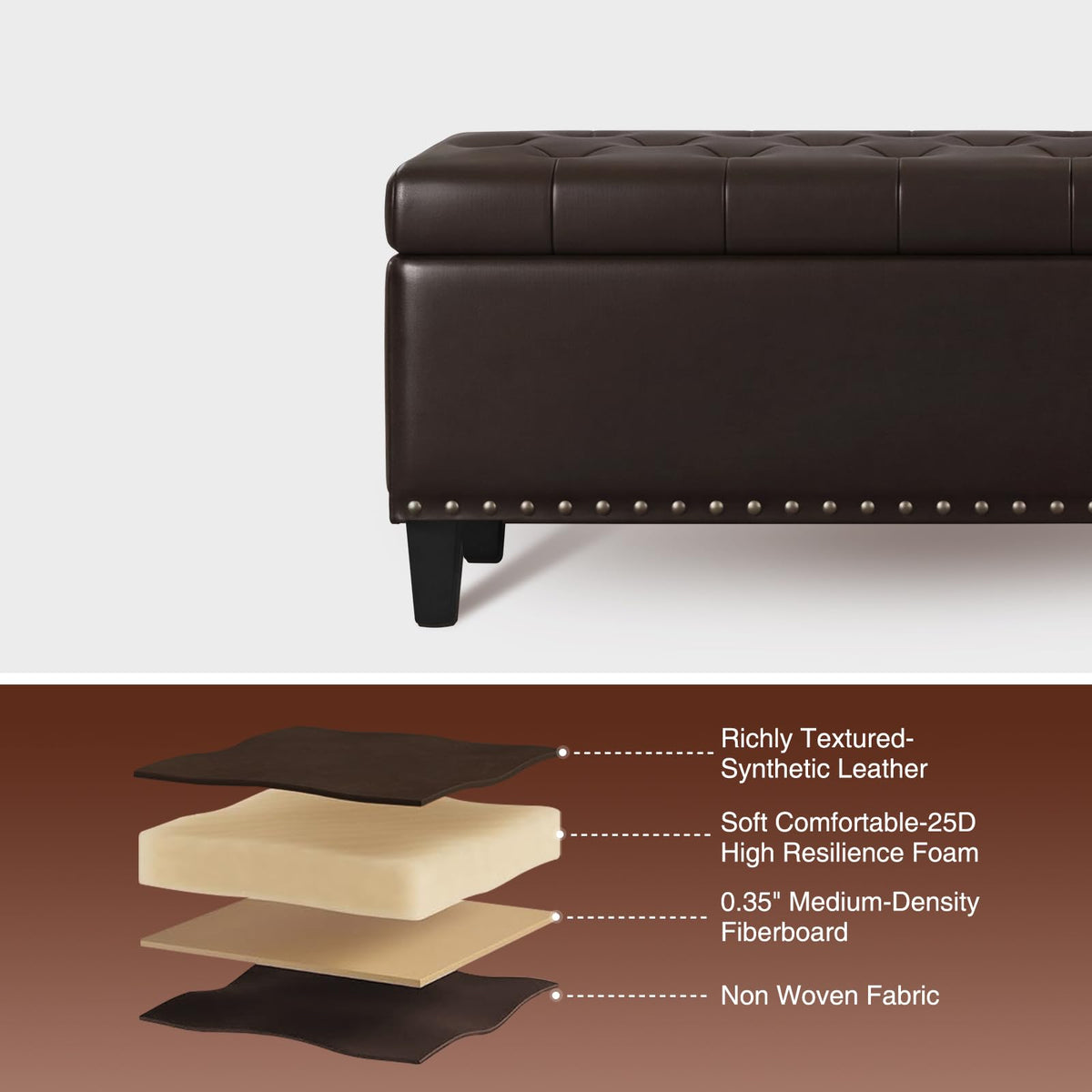 51 Inch Storage Ottoman Bench