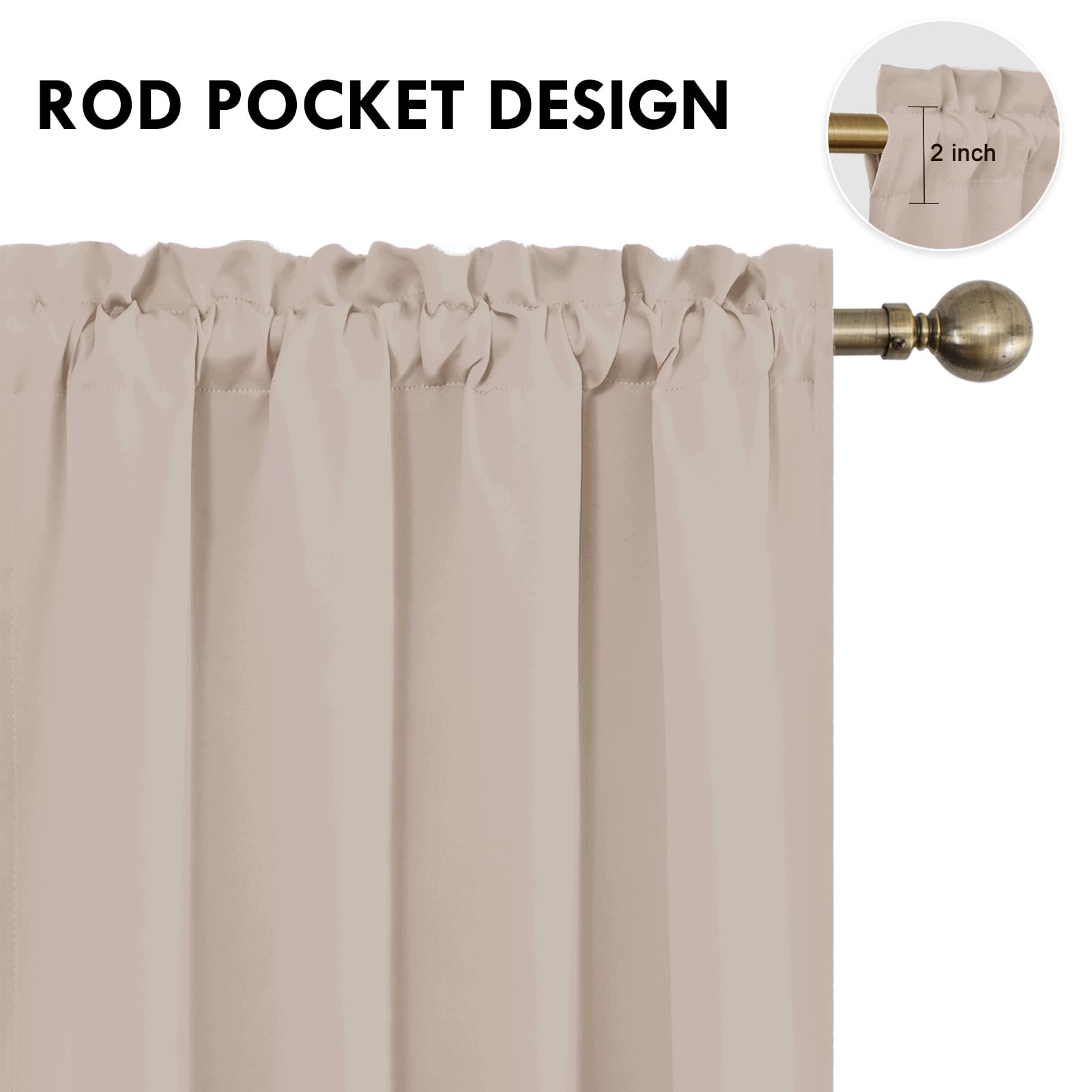 Blackout Curtains for Bedroom Living Room 52 x 95 Inch Long Camel