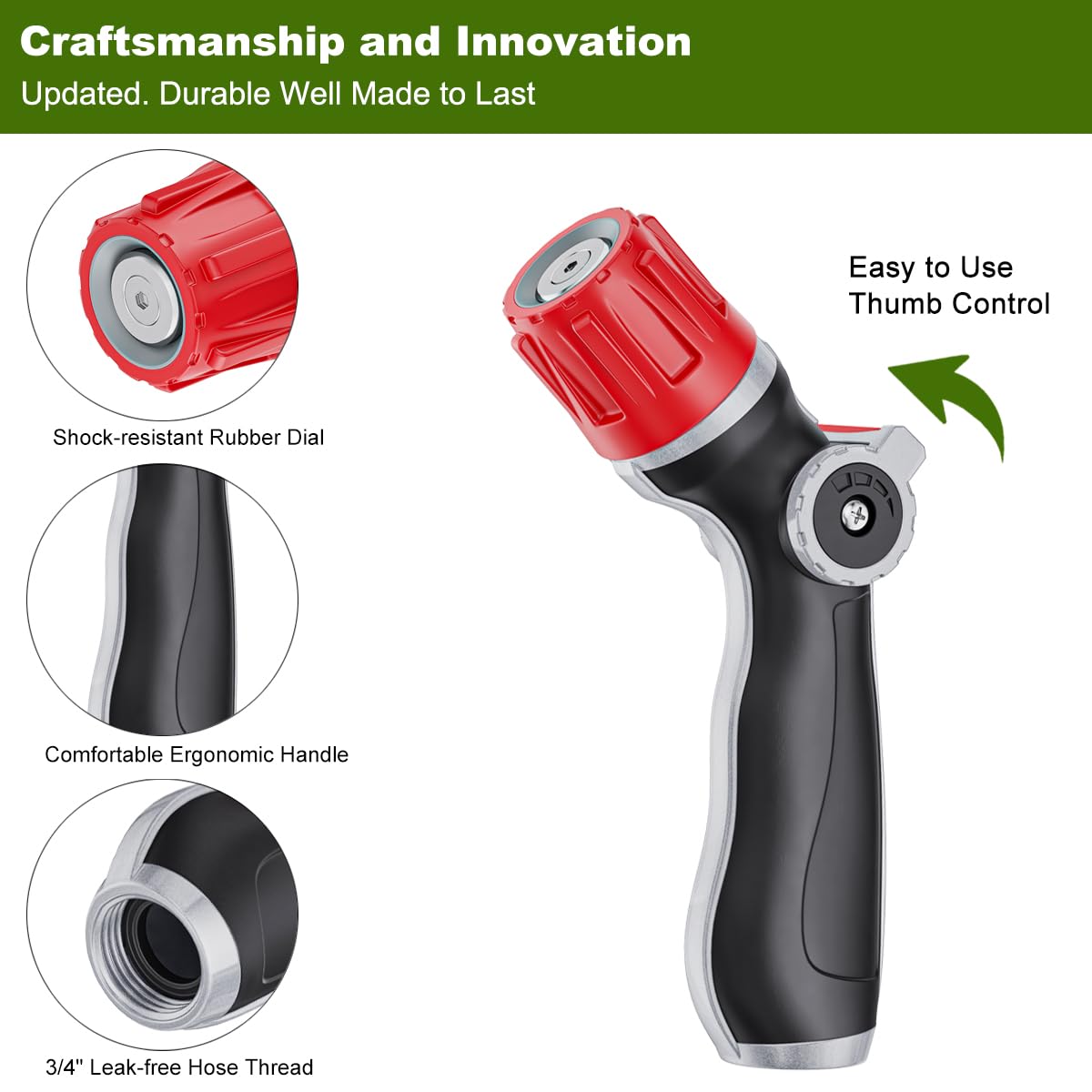 Upgraded Metal Garden Hose Nozzle Heavy Duty