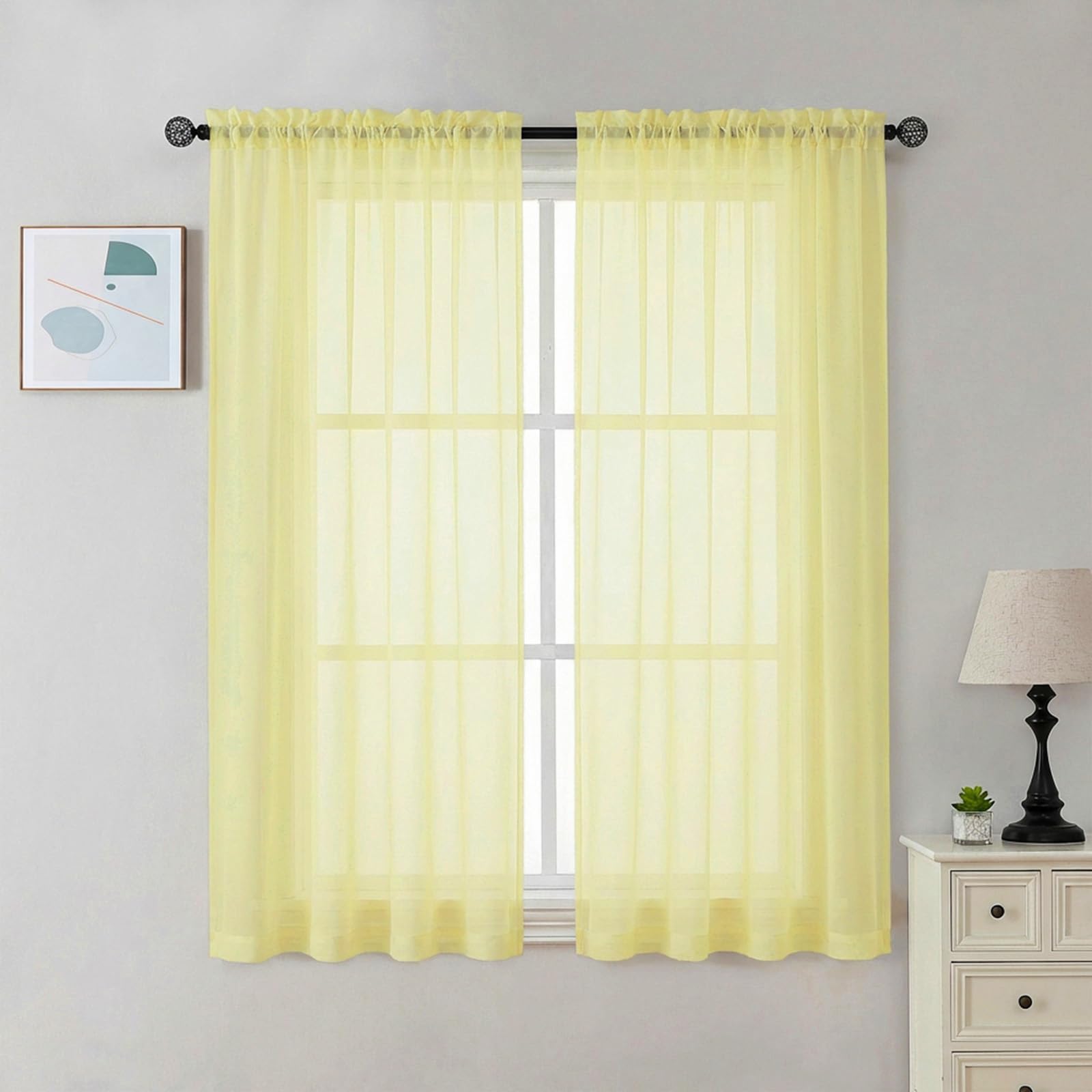 Sheer Curtains 54 Inch Long 2 Panels Set (2 Count)