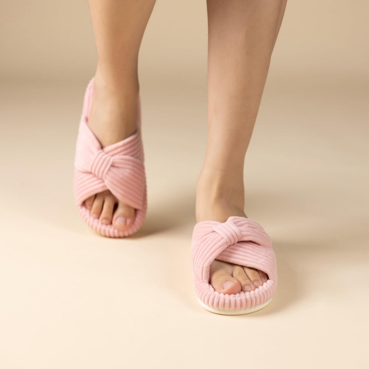 Slippers for Women Memory Foam House Bedroom Corduroy Bow Crossbands Slipper Shoes Comfy Trendy Gift Slippers Pink Size 11 12 10.5