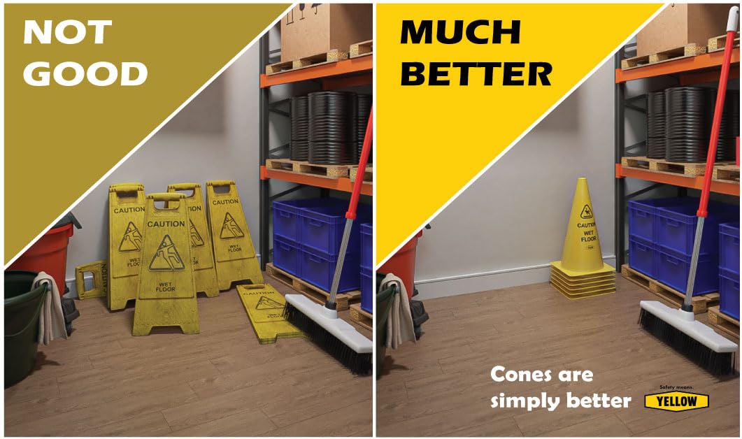 Commercial 19 Inch "Caution Wet Floor" Sign Cone (6 Count)