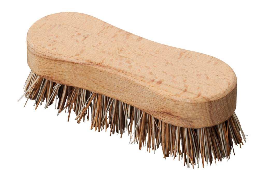 Oyster Scrub Brush with Union Fiber Bristles and Untreated Beechwood Handle