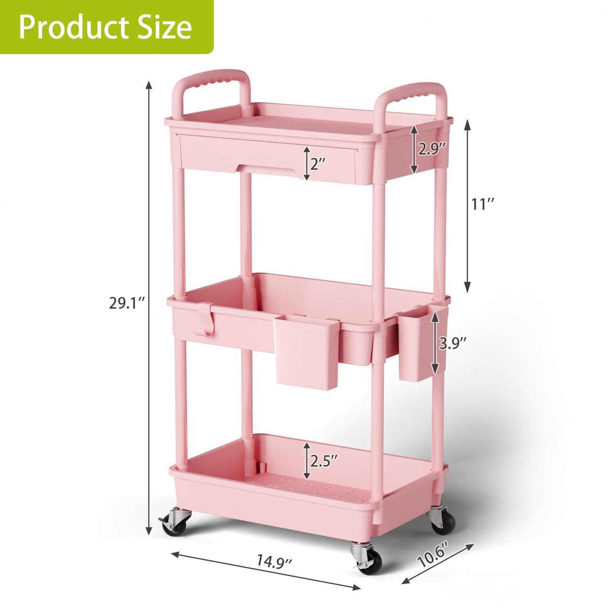 3 Tier Rolling Cart Organizer