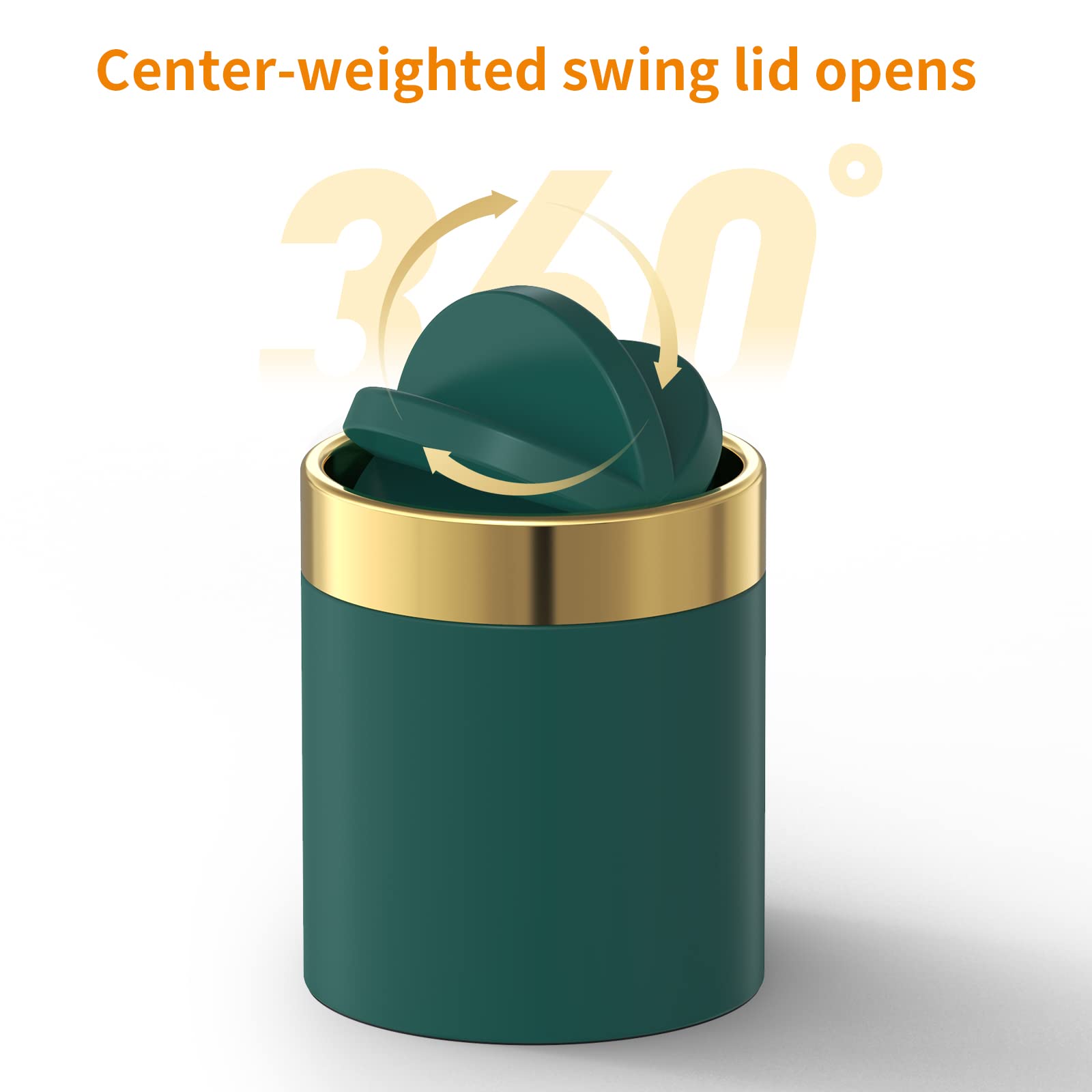 0.4 Gal Dark Green Desktop Mini Swing Lid Trash Can