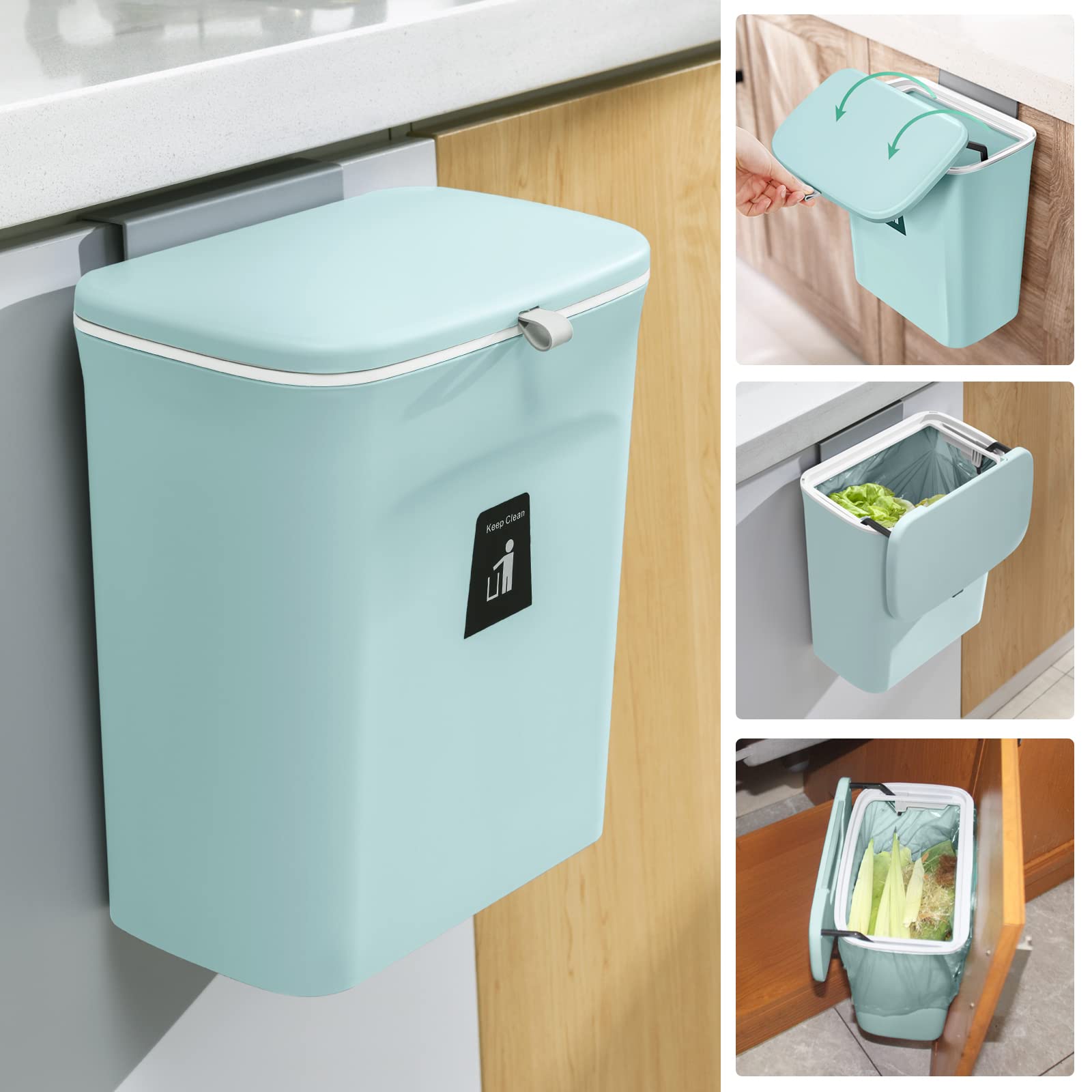 2.4 Gallon Kitchen Compost Bin for Counter Top or Under Sink