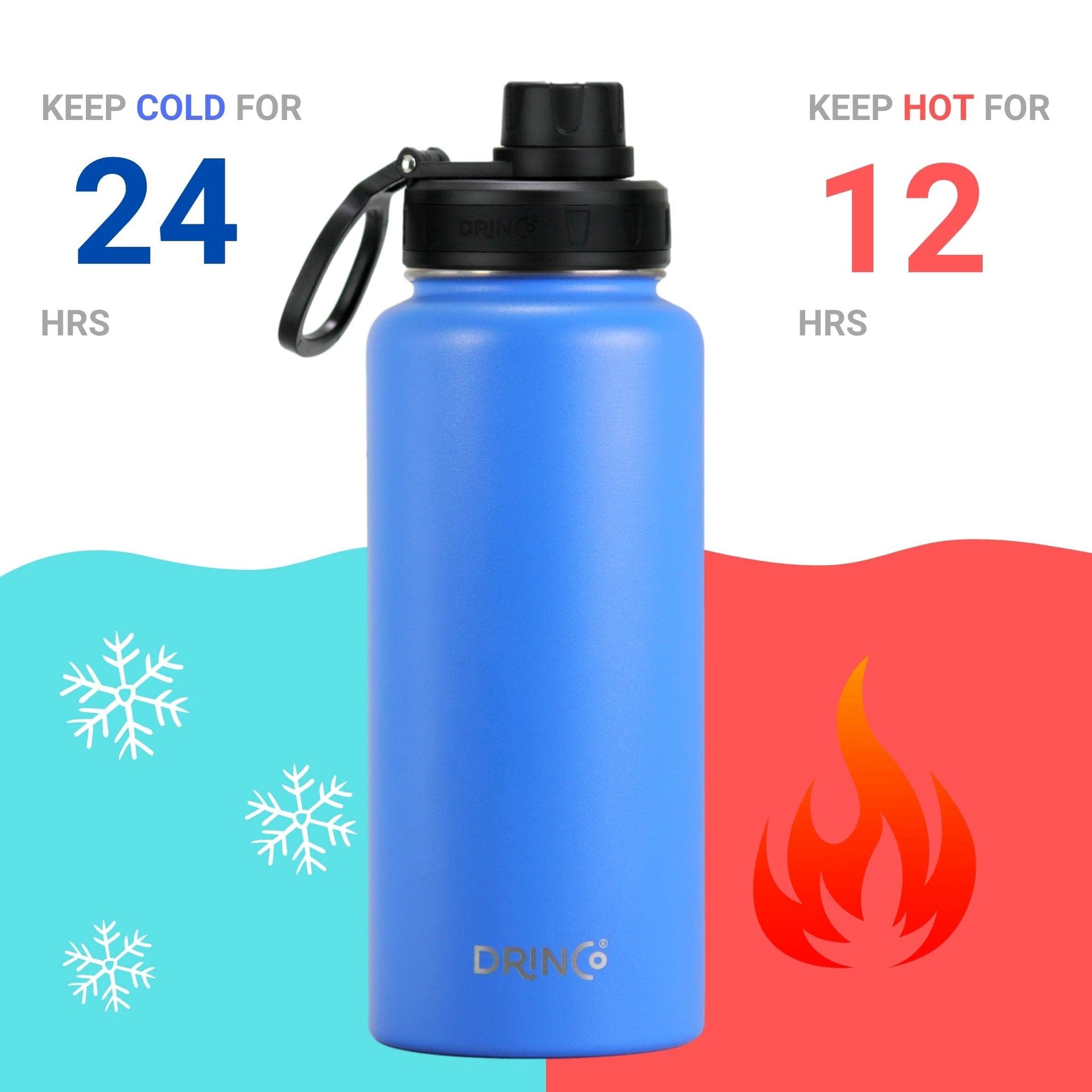 Stainless Steel Water Bottle Spout Lid Vacuum Insulated Double Wall Water Bottle Wide Mouth