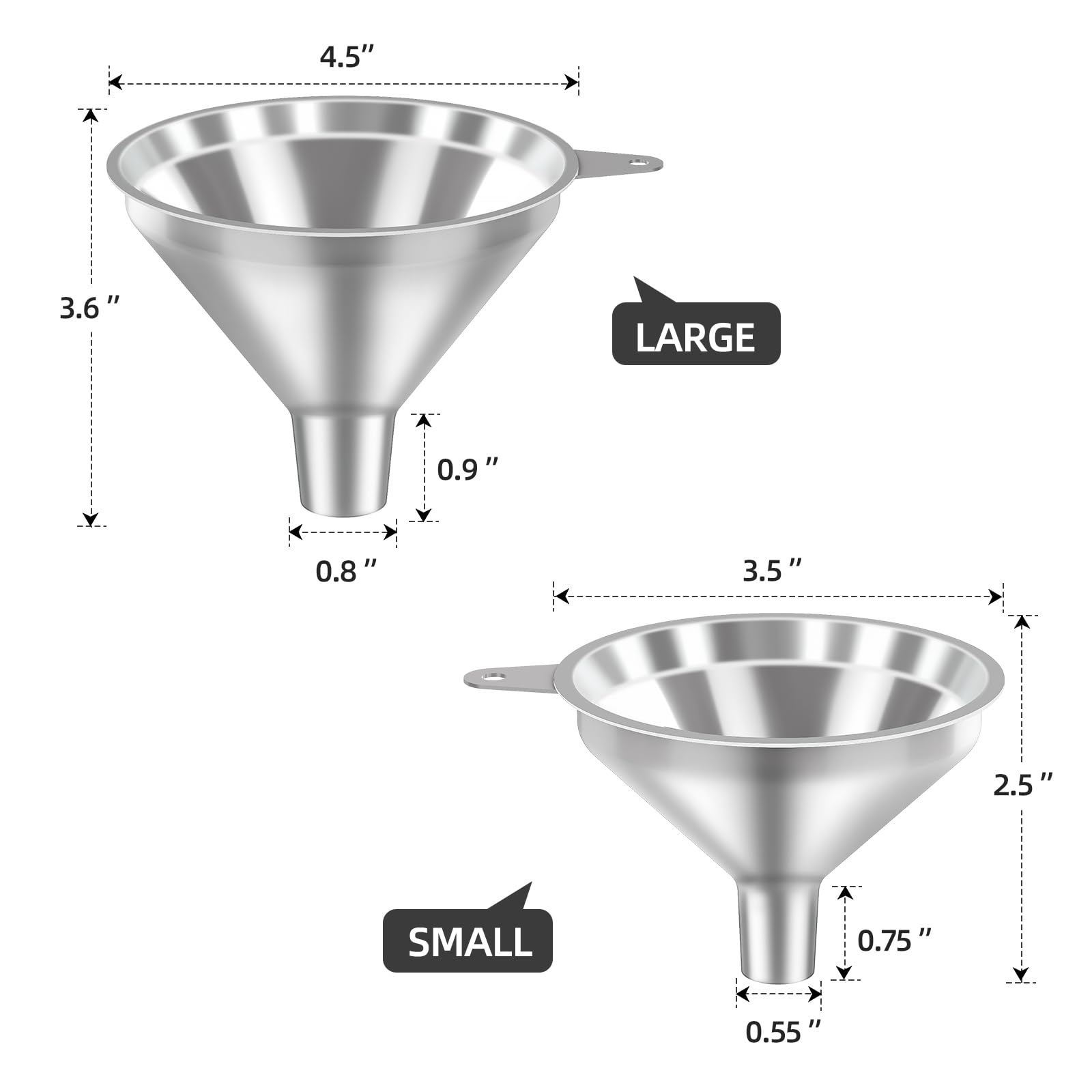 3 Pack Stainless Steel Kitchen Funnel Set (3 Count)