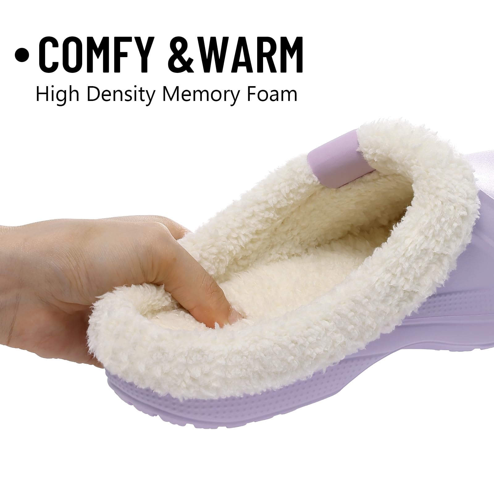 Fur Lined Clogs for Women & Men Fuzzy Slippers with Memory Foam