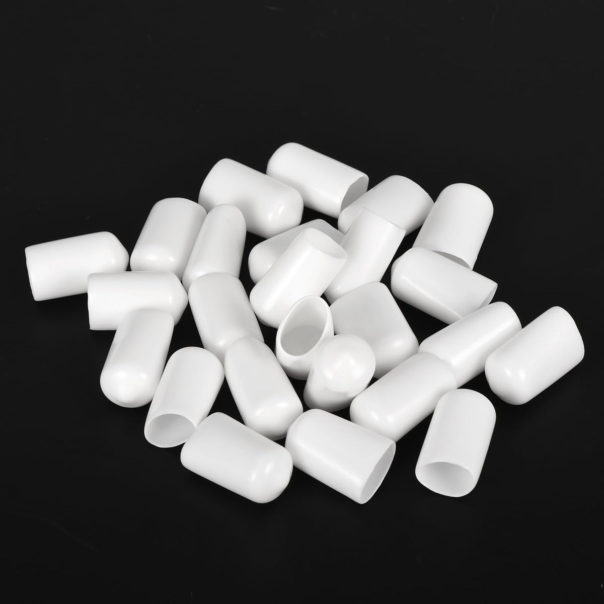 20pcs Rubber End Caps 11mm ID Vinyl Round End Cap Cover Screw Thread Protectors White