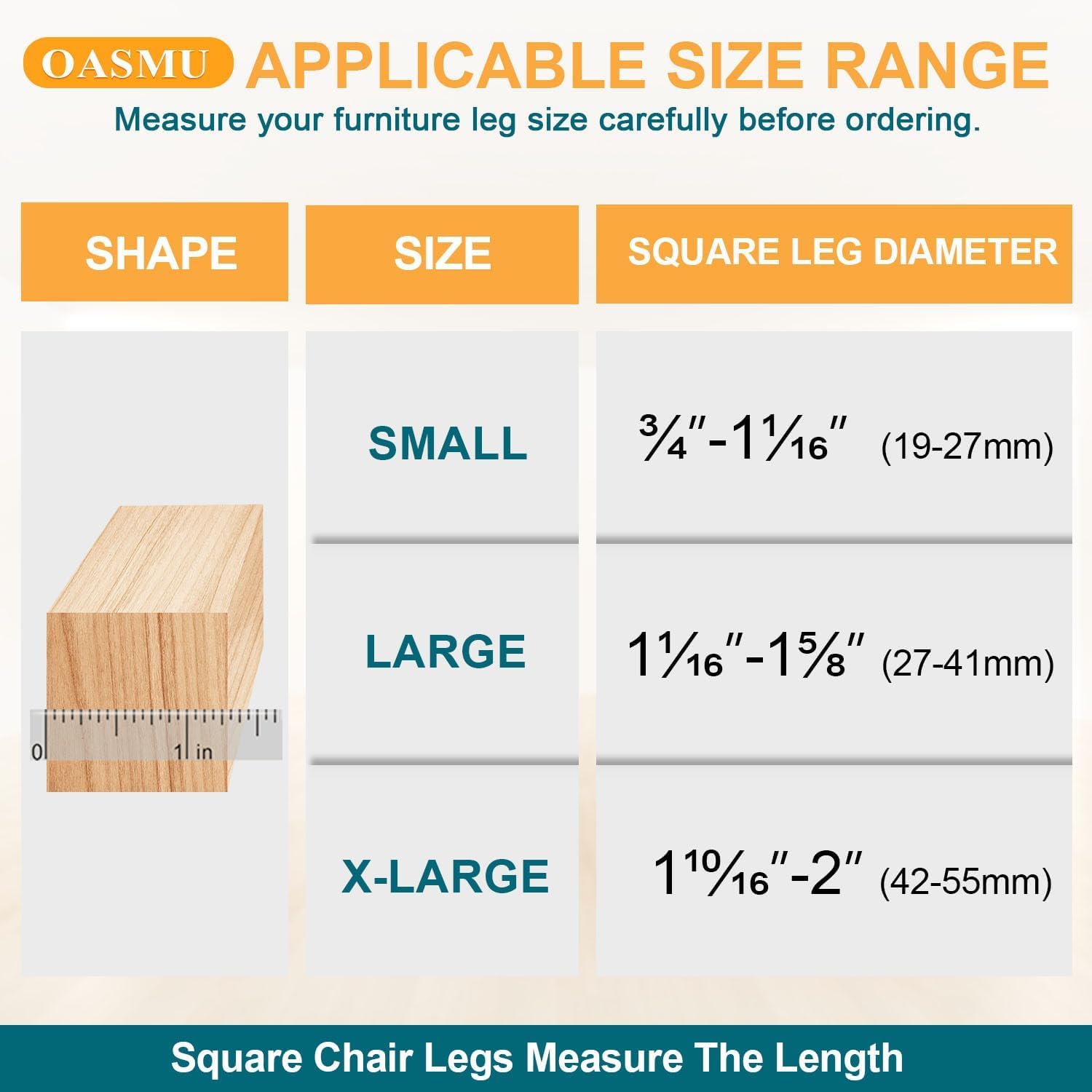 32 Pcs Chair Leg Floor Protectors for Hardwood Floors Square XL