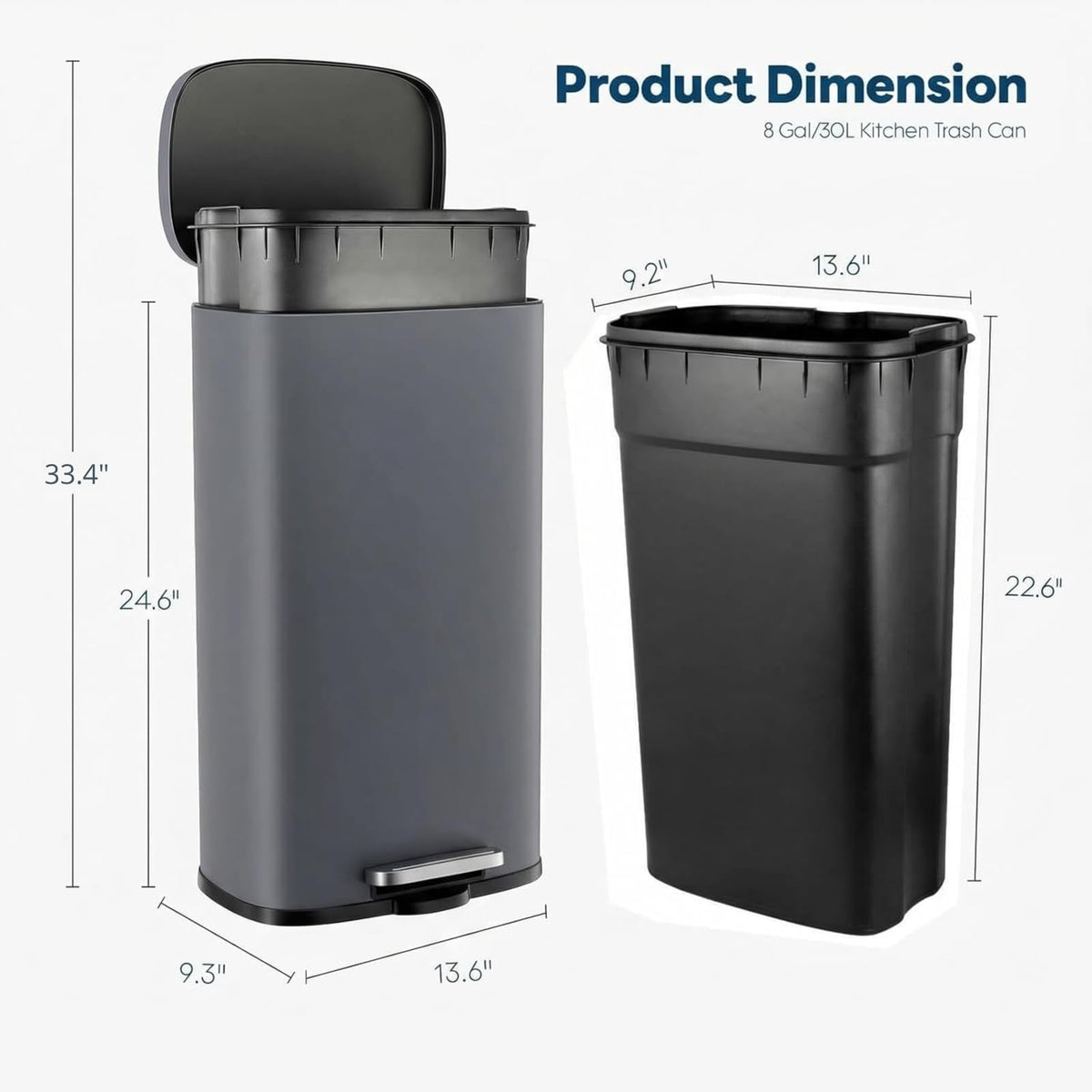 8 Gal Kitchen Trash Can