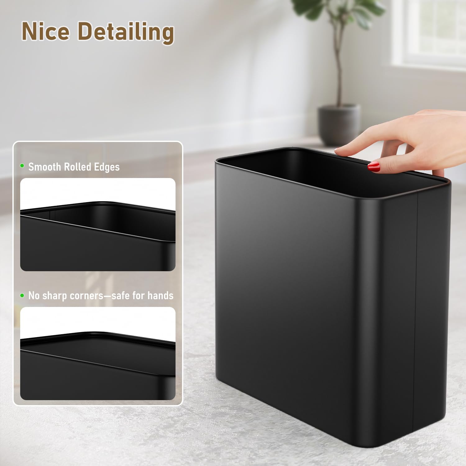 Small Bathroom Trash Can 2.4 Gallon Wastebasket