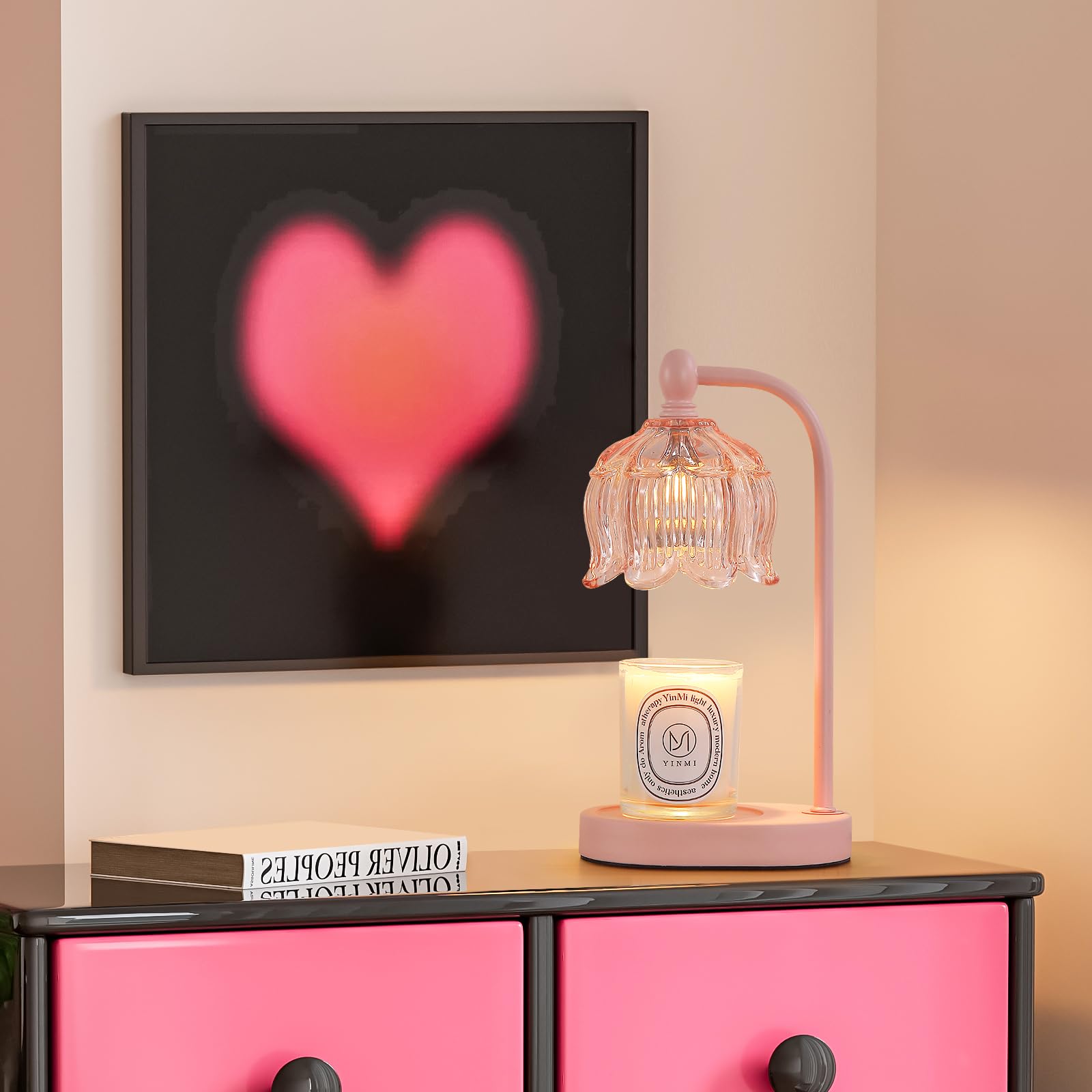Pink Candle Warmer Lamp with Timer and Dimmer