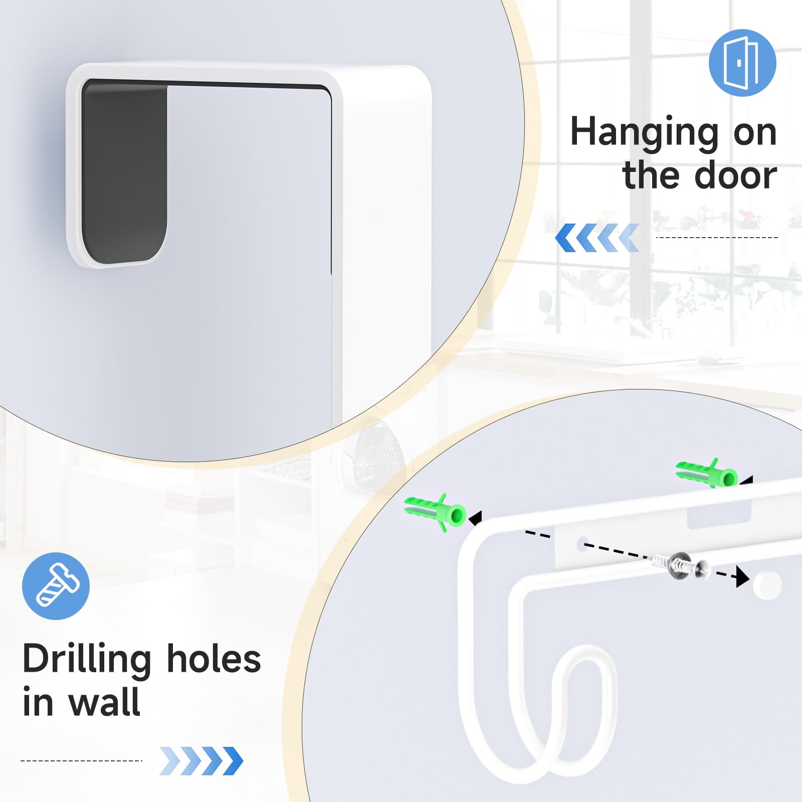 Over The Door & Wall Mount Ironing Board Hanger with Removable Hook