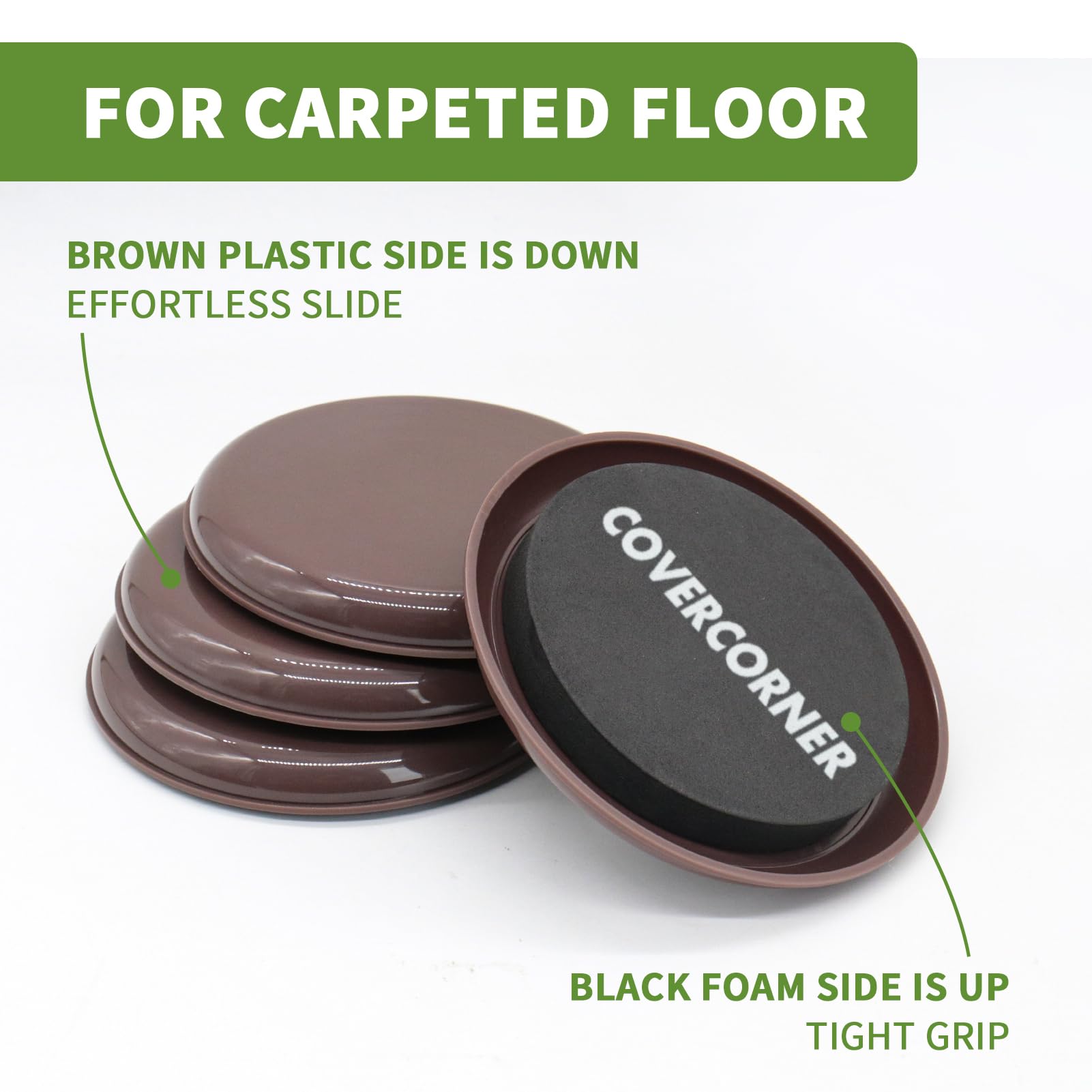 Furniture Sliders for Carpet 8 PCS (8 Count)