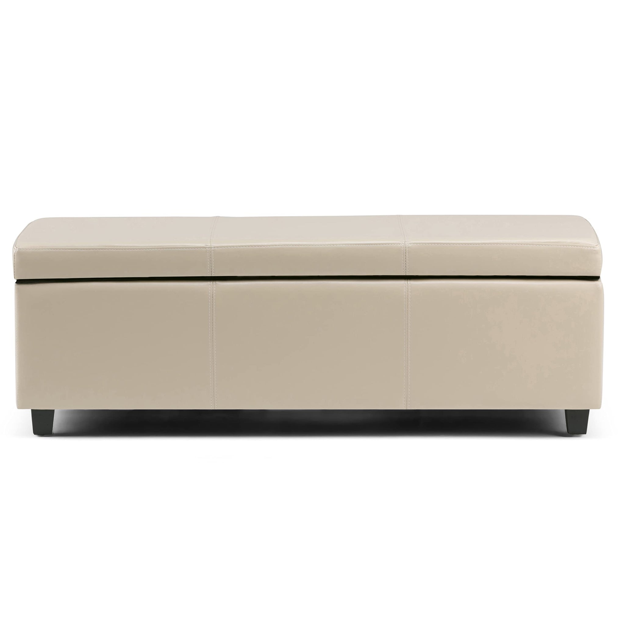 Avalon 54" Wide Linen Look Fabric Storage Ottoman in Fawn Brown