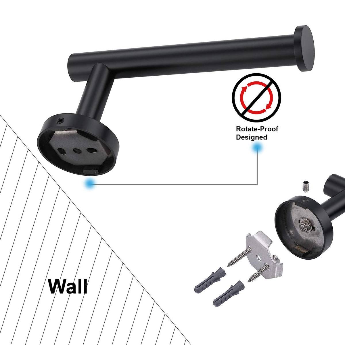 Matte Black Toilet Paper Holder SUS304 Stainless Steel