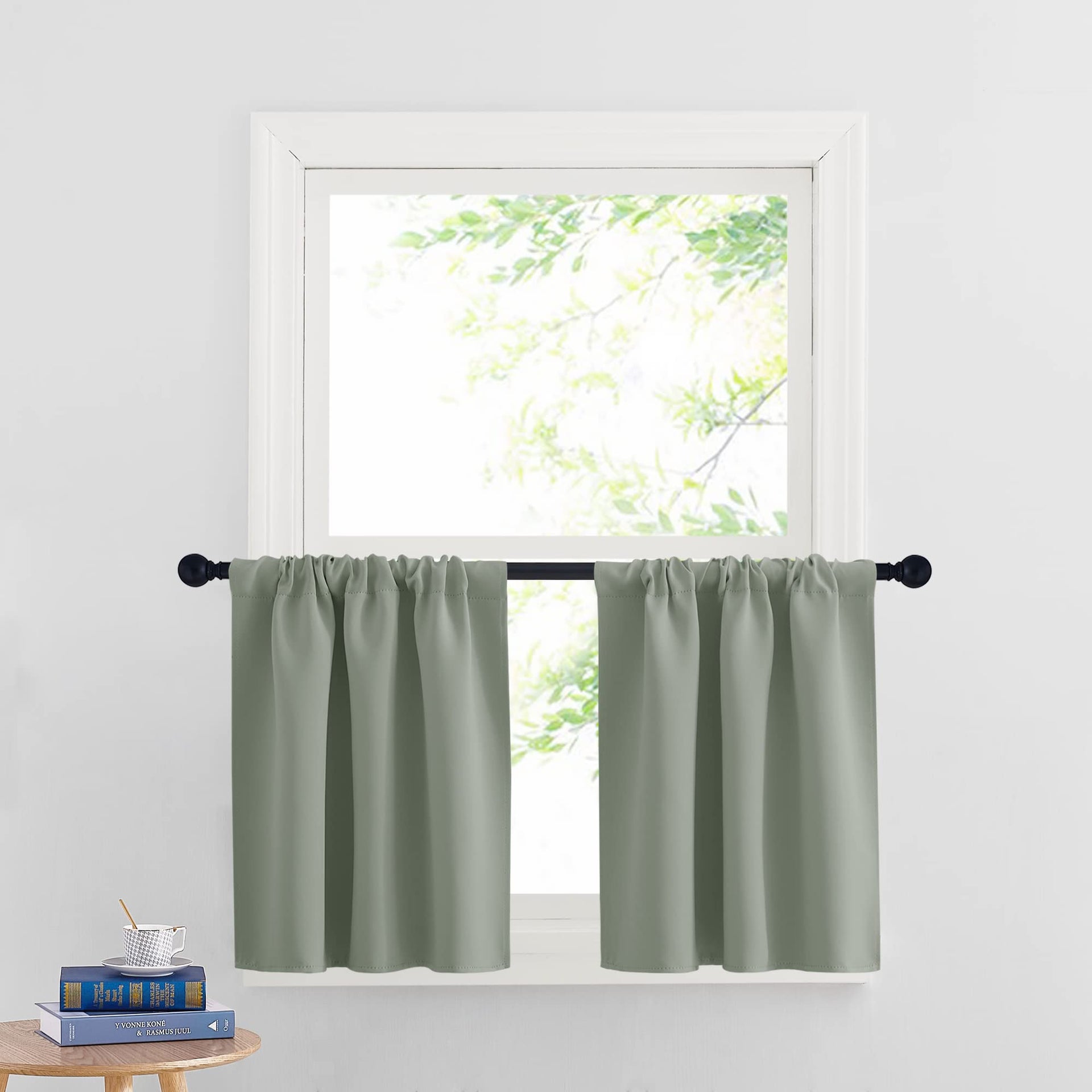 Cafe Blackout Curtains 24 inch Length
