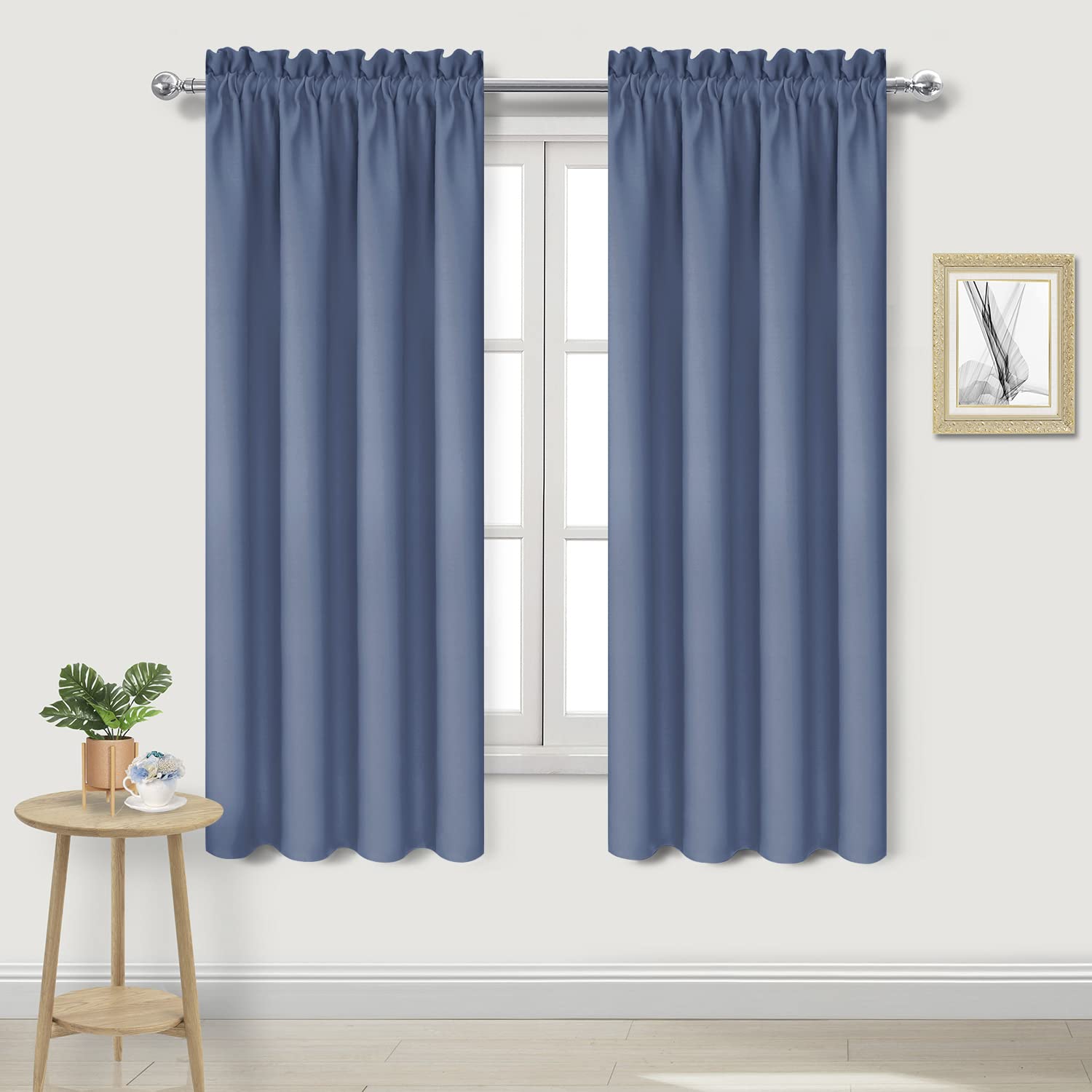 Blackout Curtains for Bedroom 42 x 72 Inch Long Dusty Blue 2 Panels (2 Count)