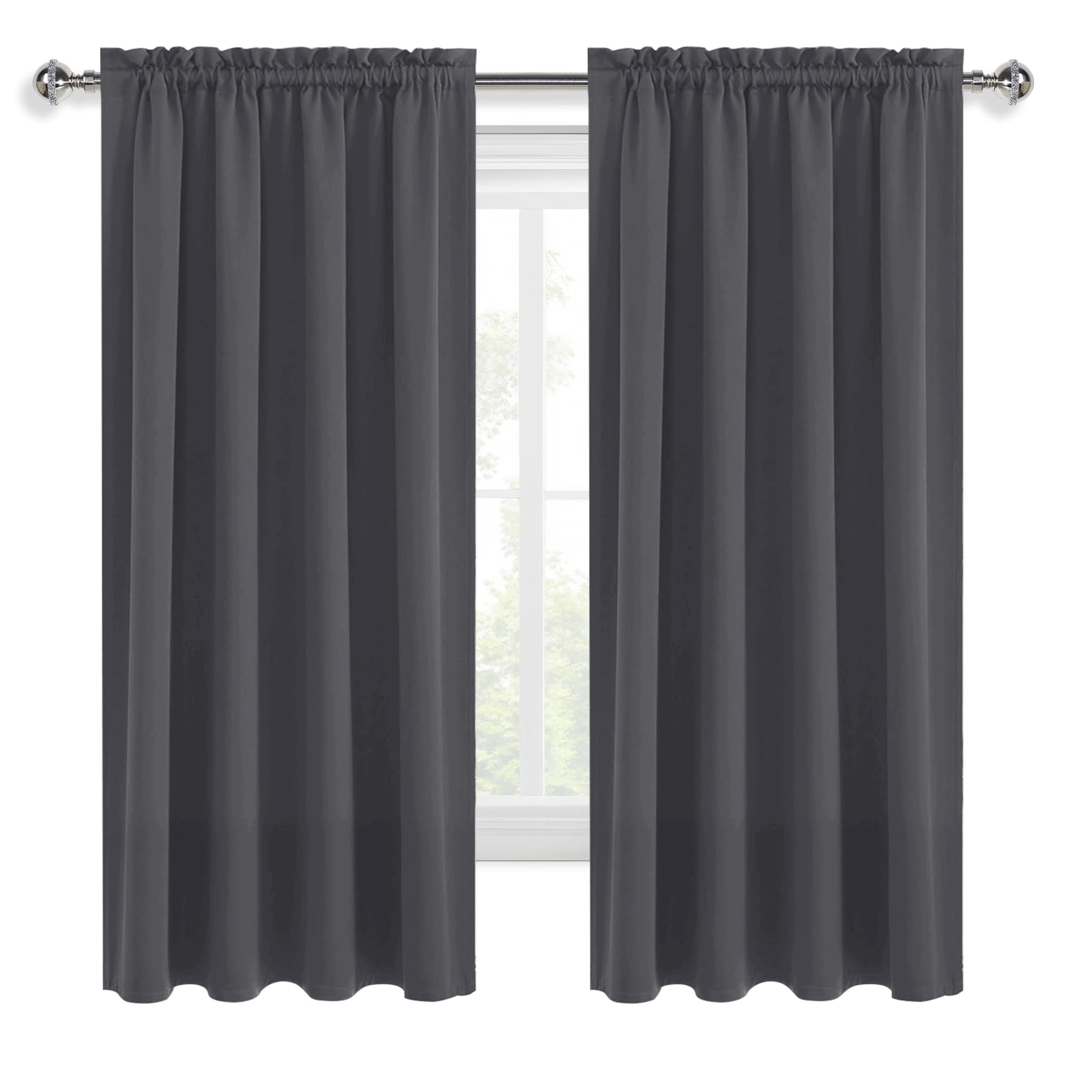Blackout Curtains for Bedroom 52 x 54 Inch Long Dark Grey 2 Panels (2 Count)